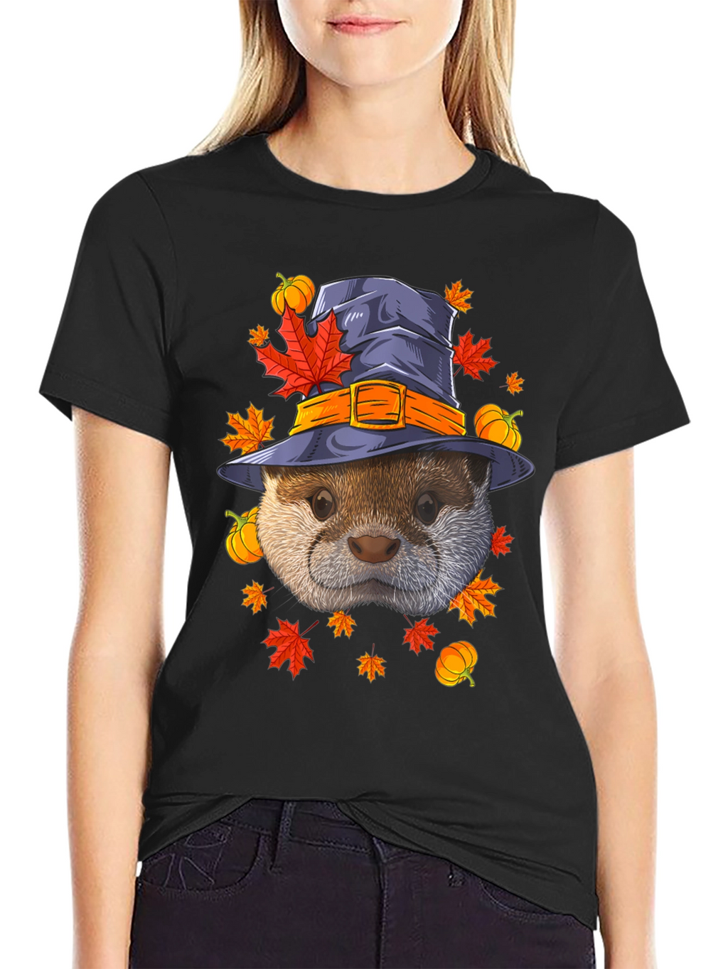 Otter in Witch Hat Halloween T-Shirt