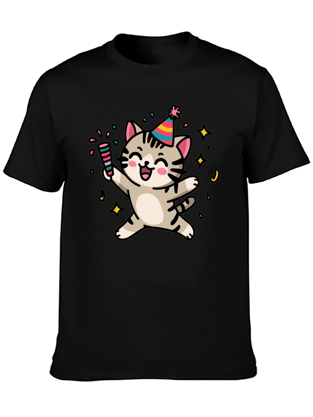 Party Cat Graphic T-Shirt - Fun & Festive