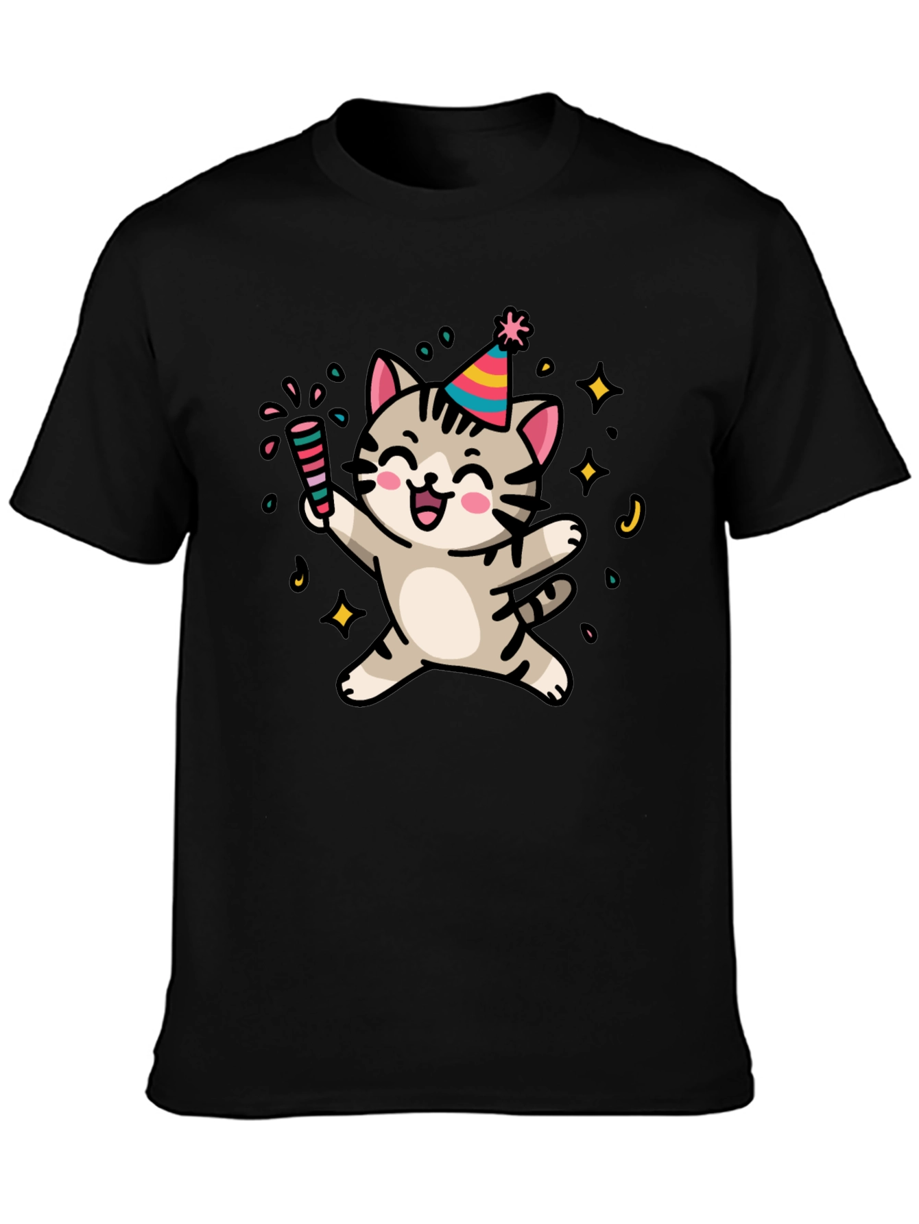 Party Cat Graphic T-Shirt - Fun & Festive