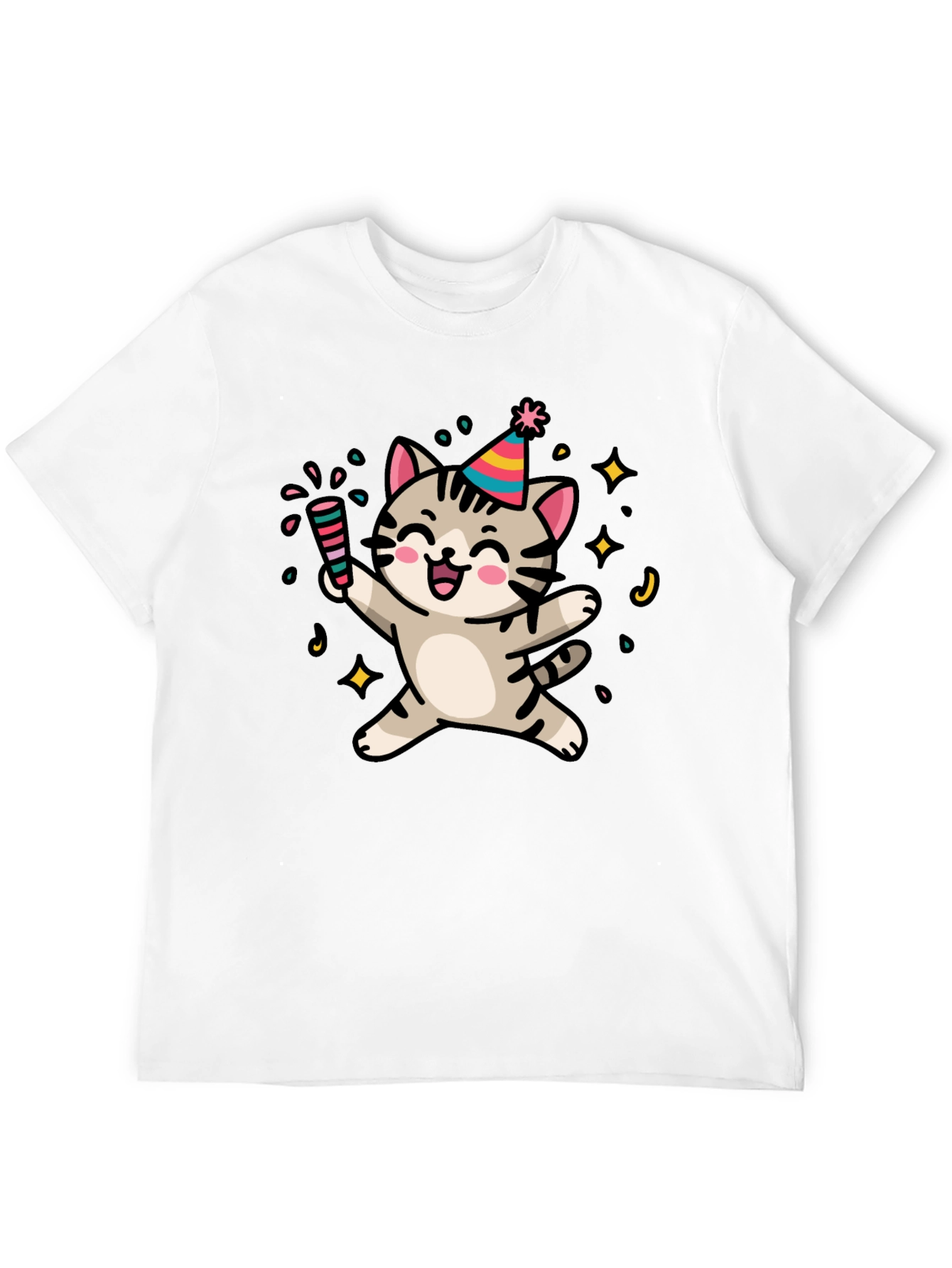 Party Cat Graphic T-Shirt - Fun & Festive