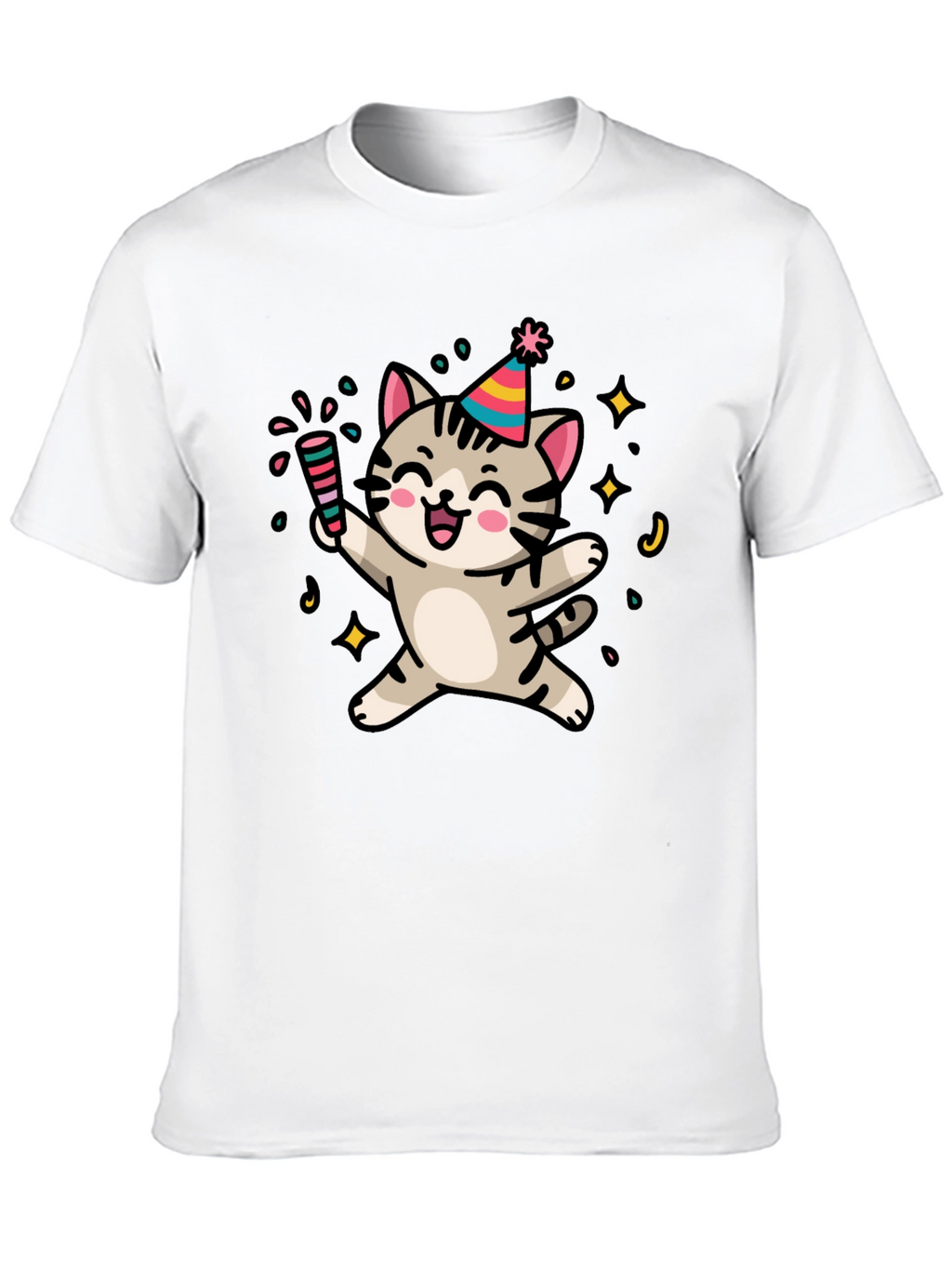 Party Cat Graphic T-Shirt - Fun & Festive