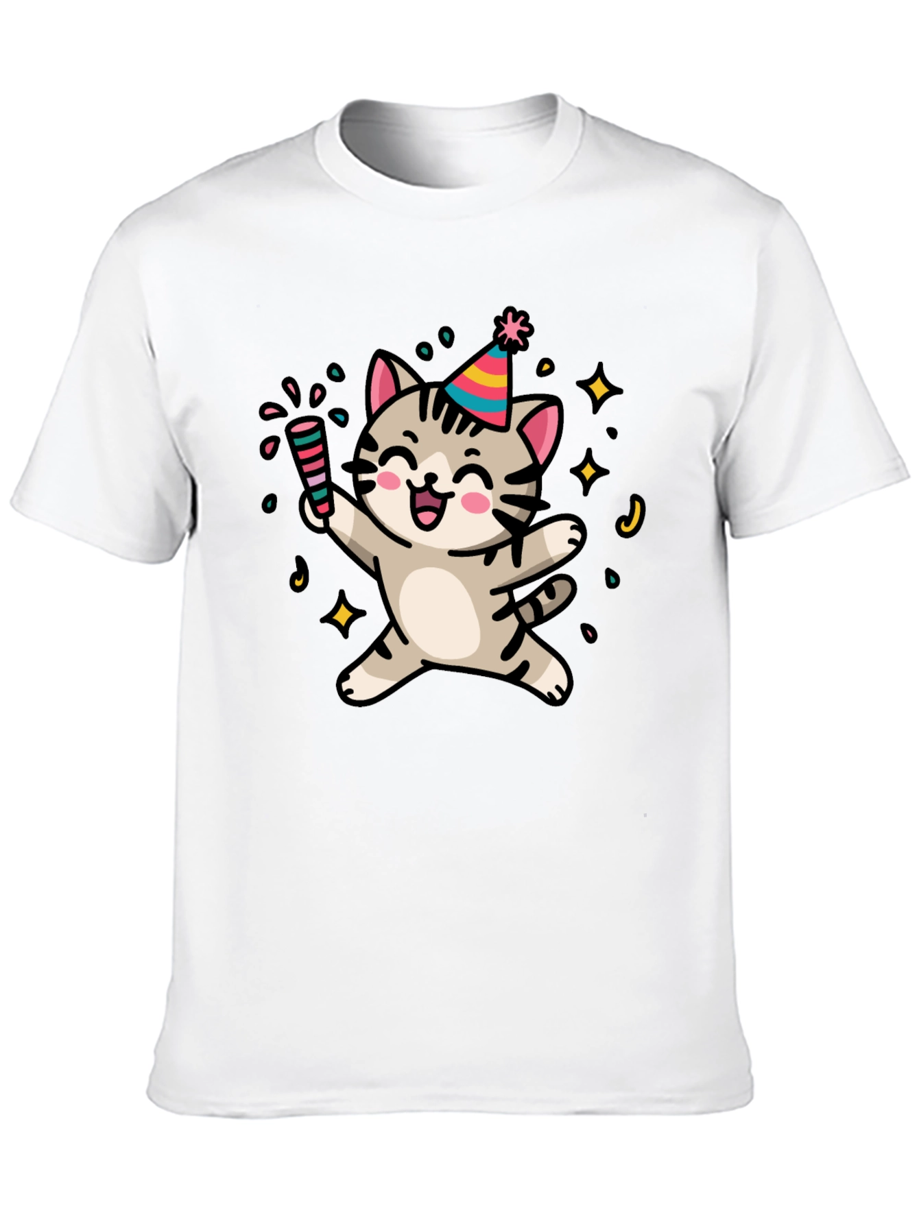 Party Cat Graphic T-Shirt - Fun & Festive