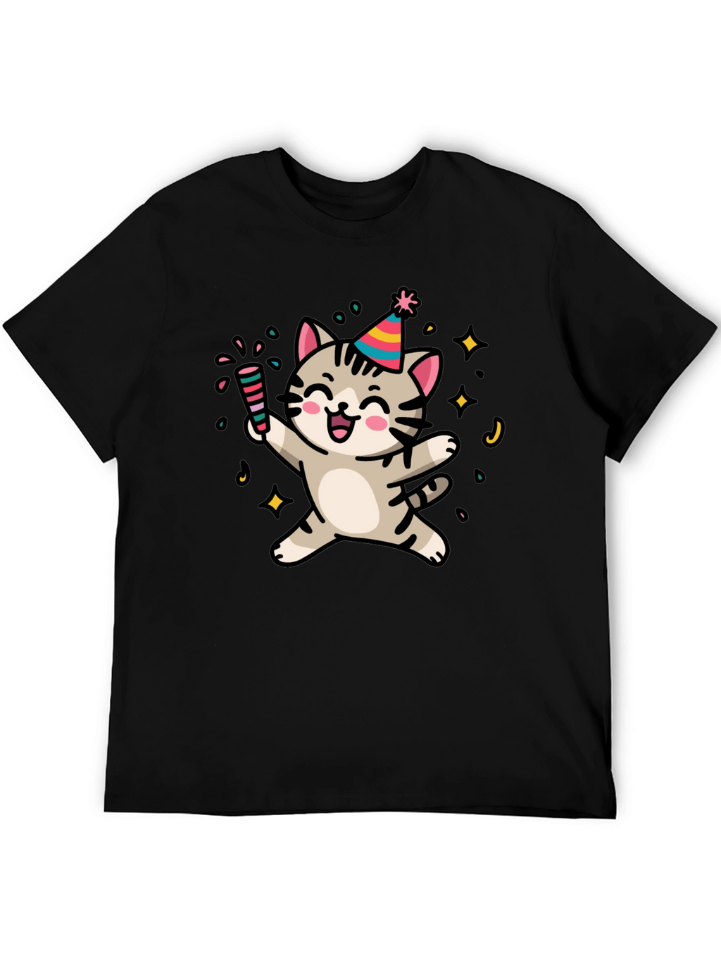 Party Cat Graphic T-Shirt - Fun & Festive