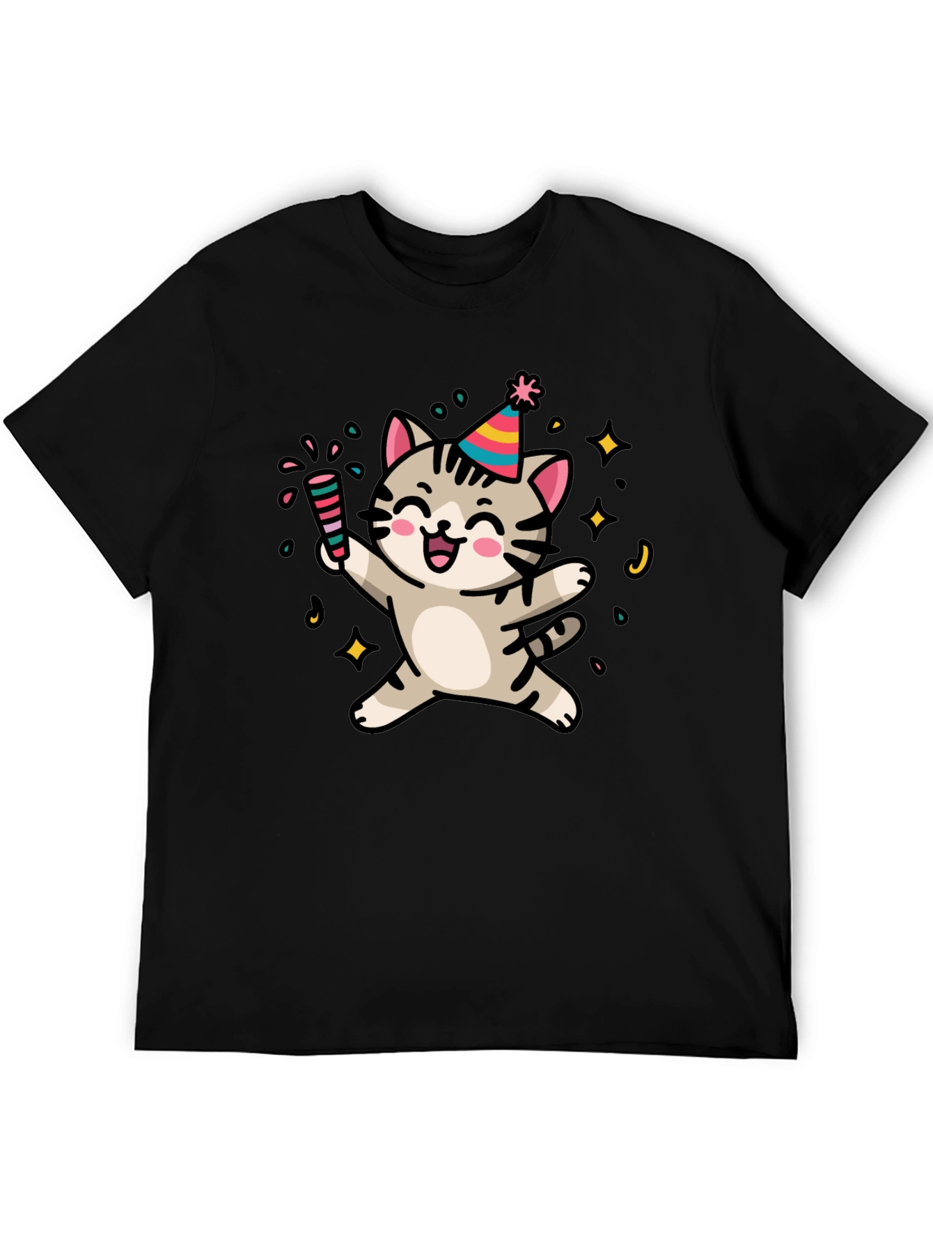 Party Cat Graphic T-Shirt - Fun & Festive