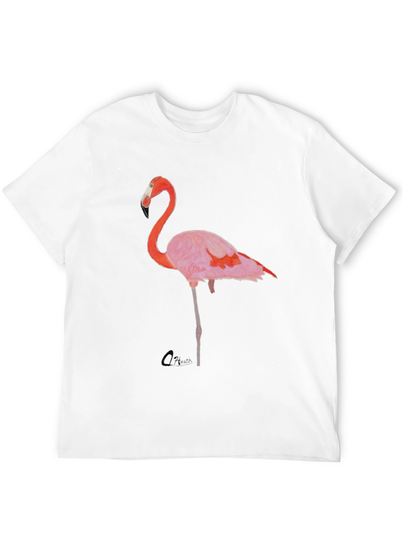 Flamingo Graphic Print T-Shirt - Casual Black Tee