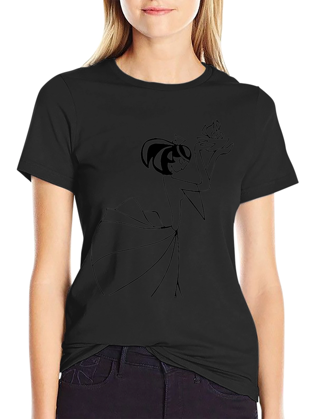 Stylish Black T-Shirt with Artistic Graphic