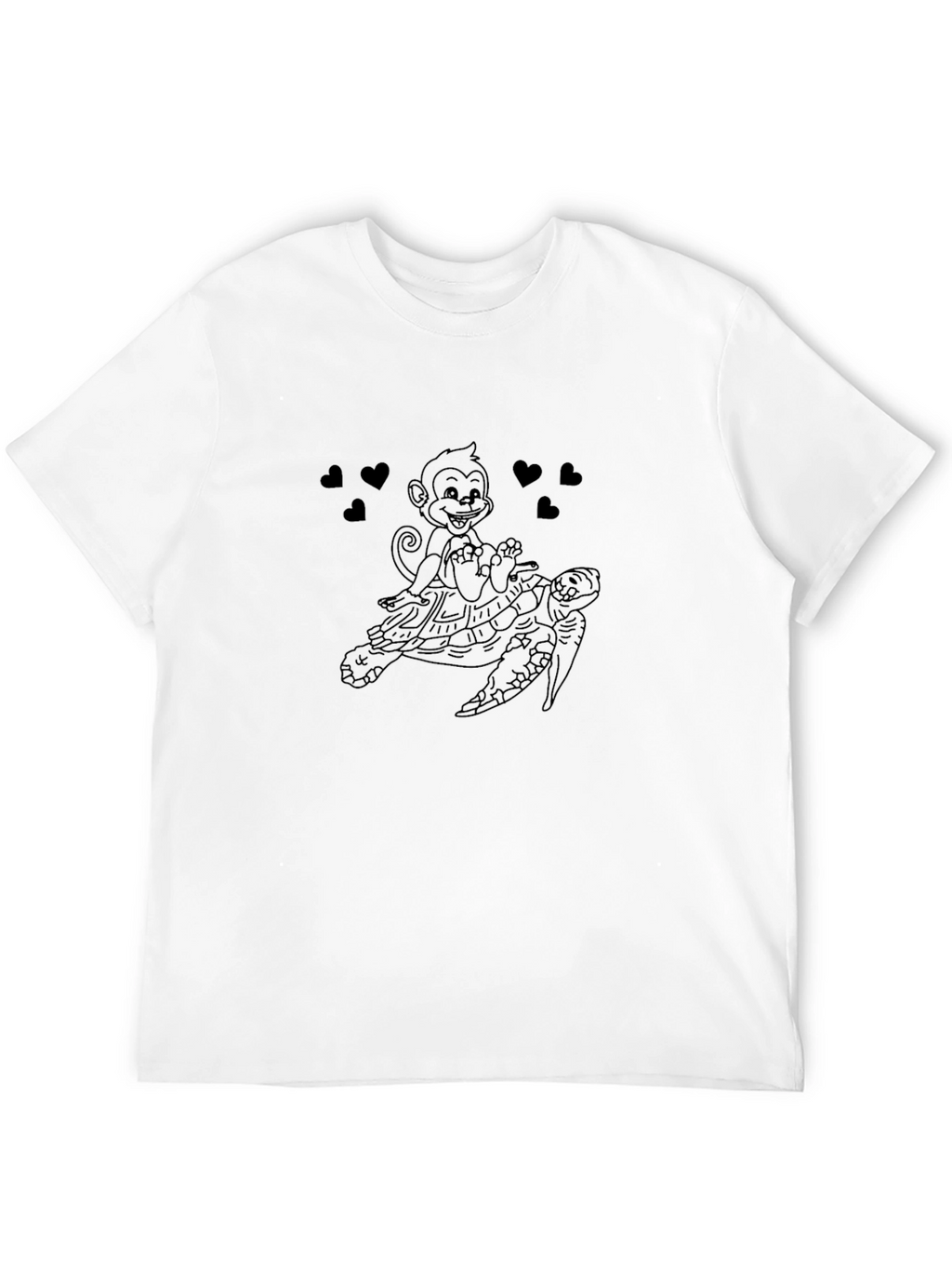Monkey Riding Turtle Graphic T-Shirt