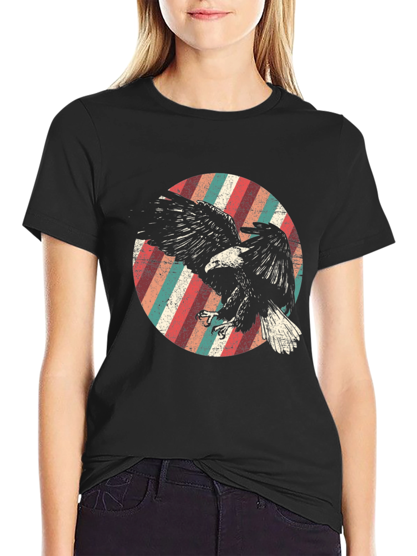 Retro Eagle Graphic Tee - Mens Black T-Shirt