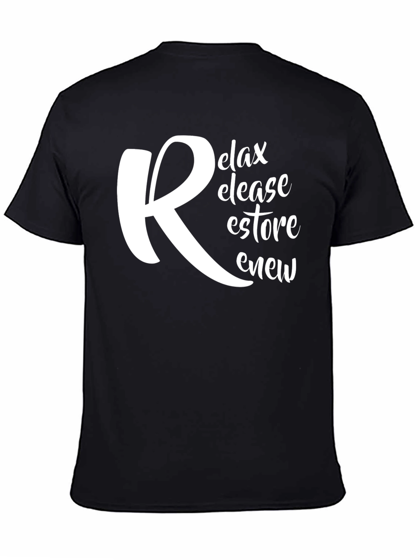 Relax Release Restore Renew Black Graphic T-Shirt