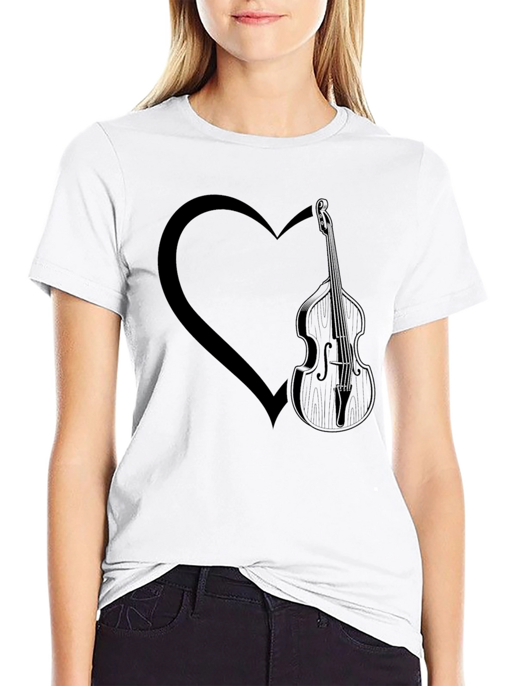 Bass Guitar Heart Graphic Tee - Mens Black T-Shirt