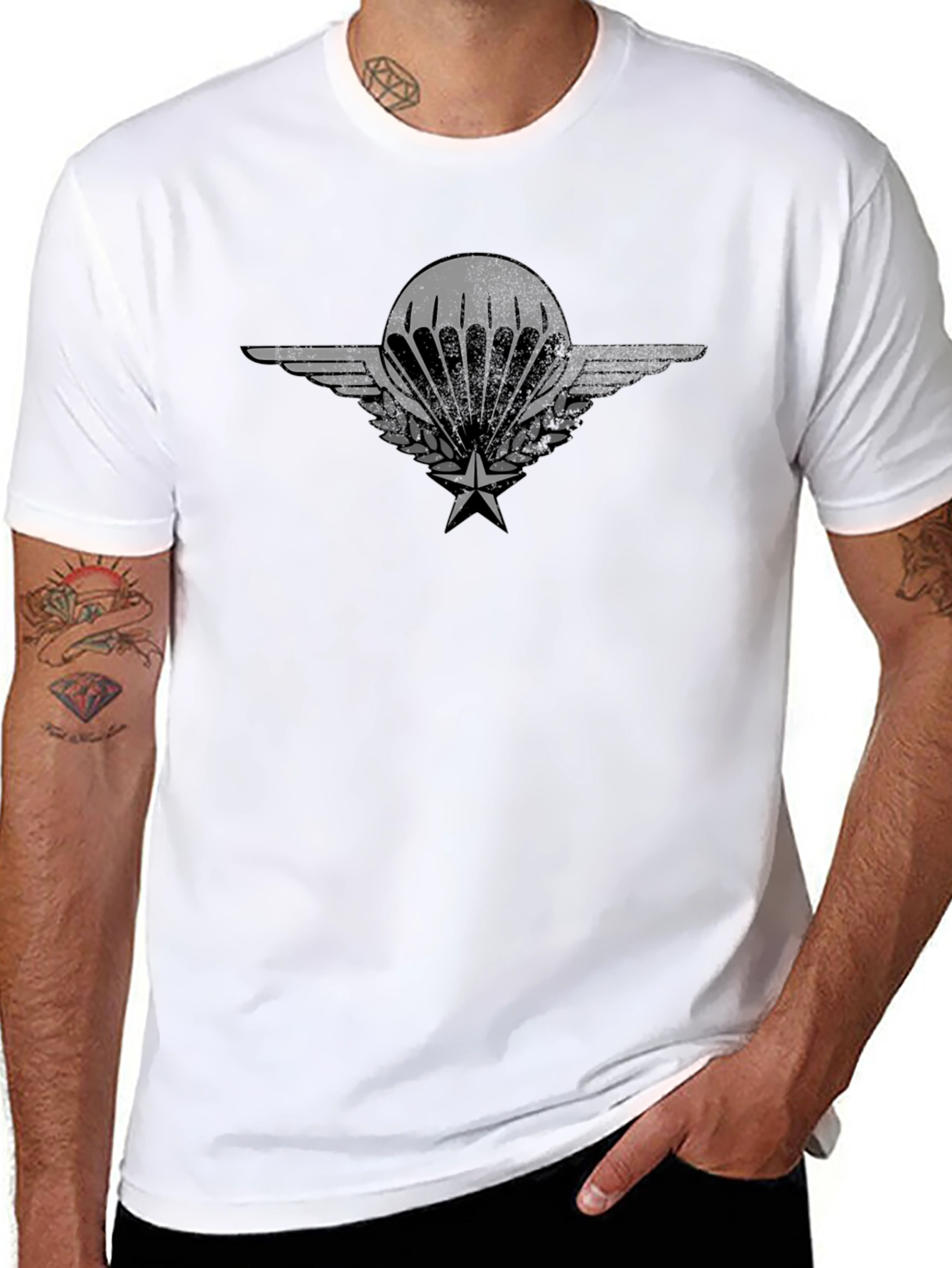 Parachute Badge Graphic Tee - Black Cotton