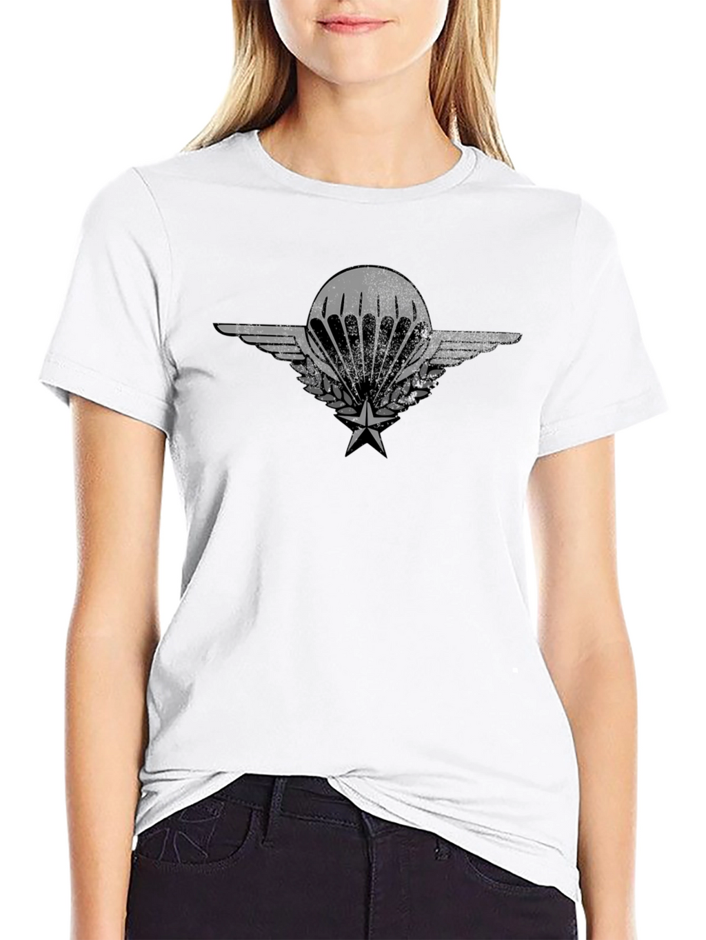 Parachute Badge Graphic Tee - Black Cotton