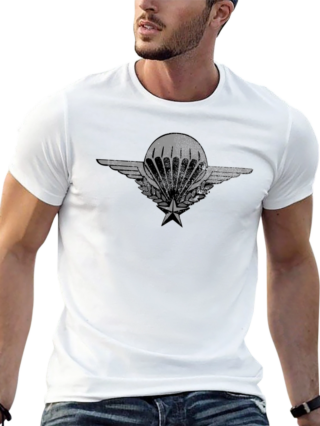 Parachute Badge Graphic Tee - Black Cotton