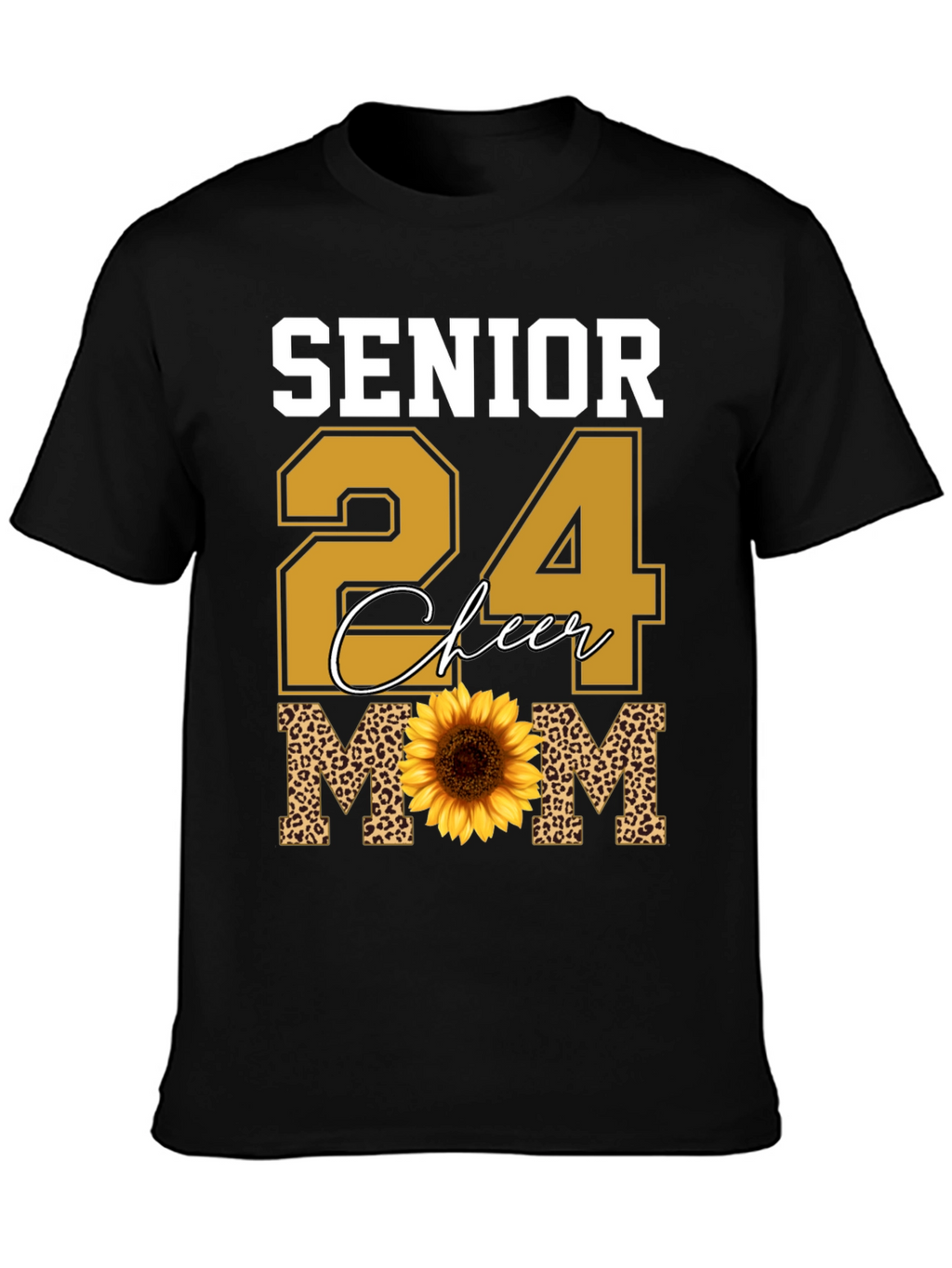Senior 24 Cheer Mom T-Shirt Sunflower Leopard