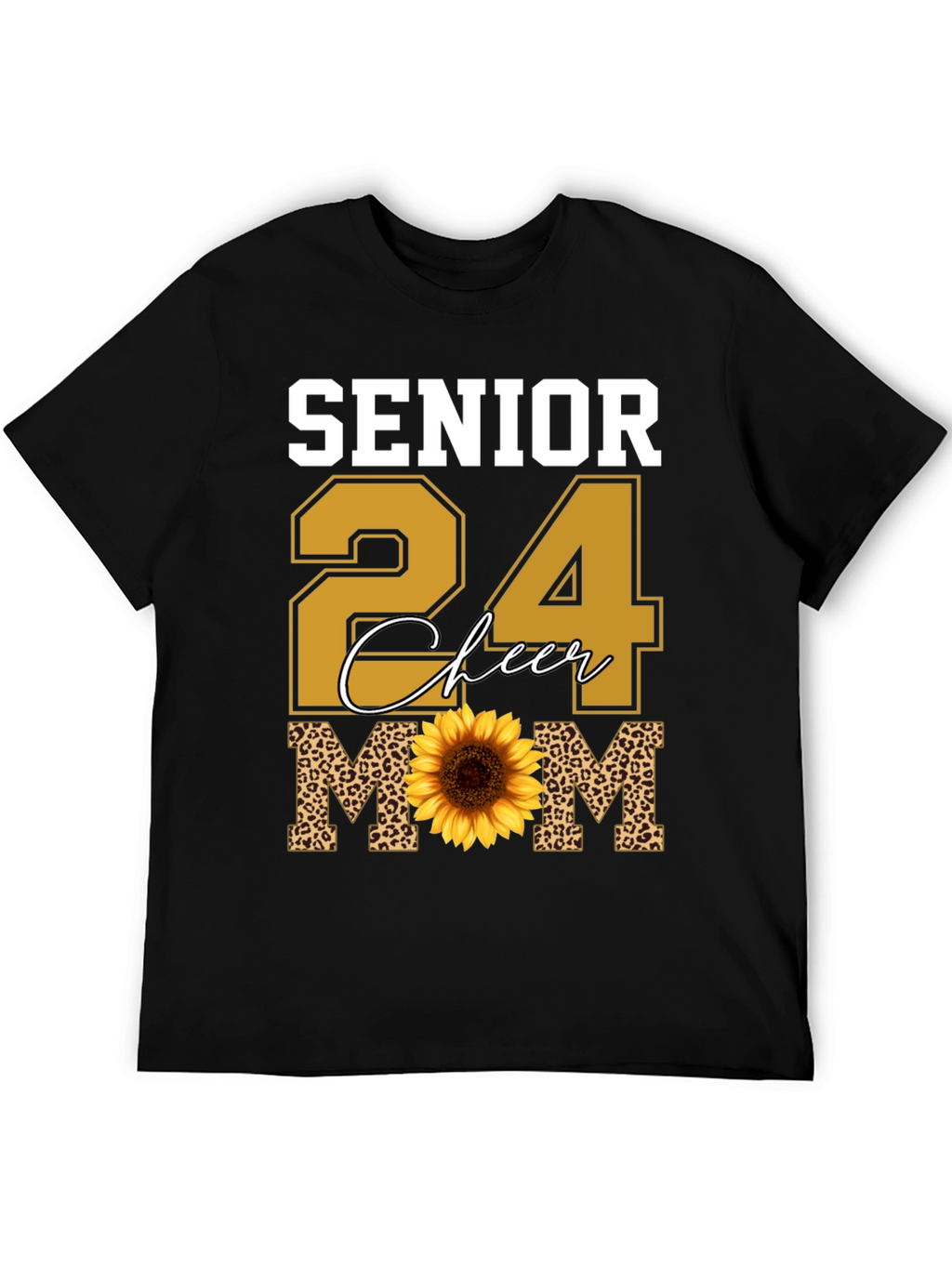 Senior 24 Cheer Mom T-Shirt Sunflower Leopard