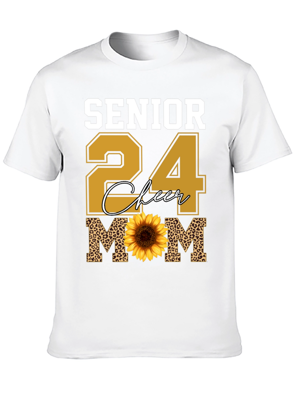 Senior 24 Cheer Mom T-Shirt Sunflower Leopard