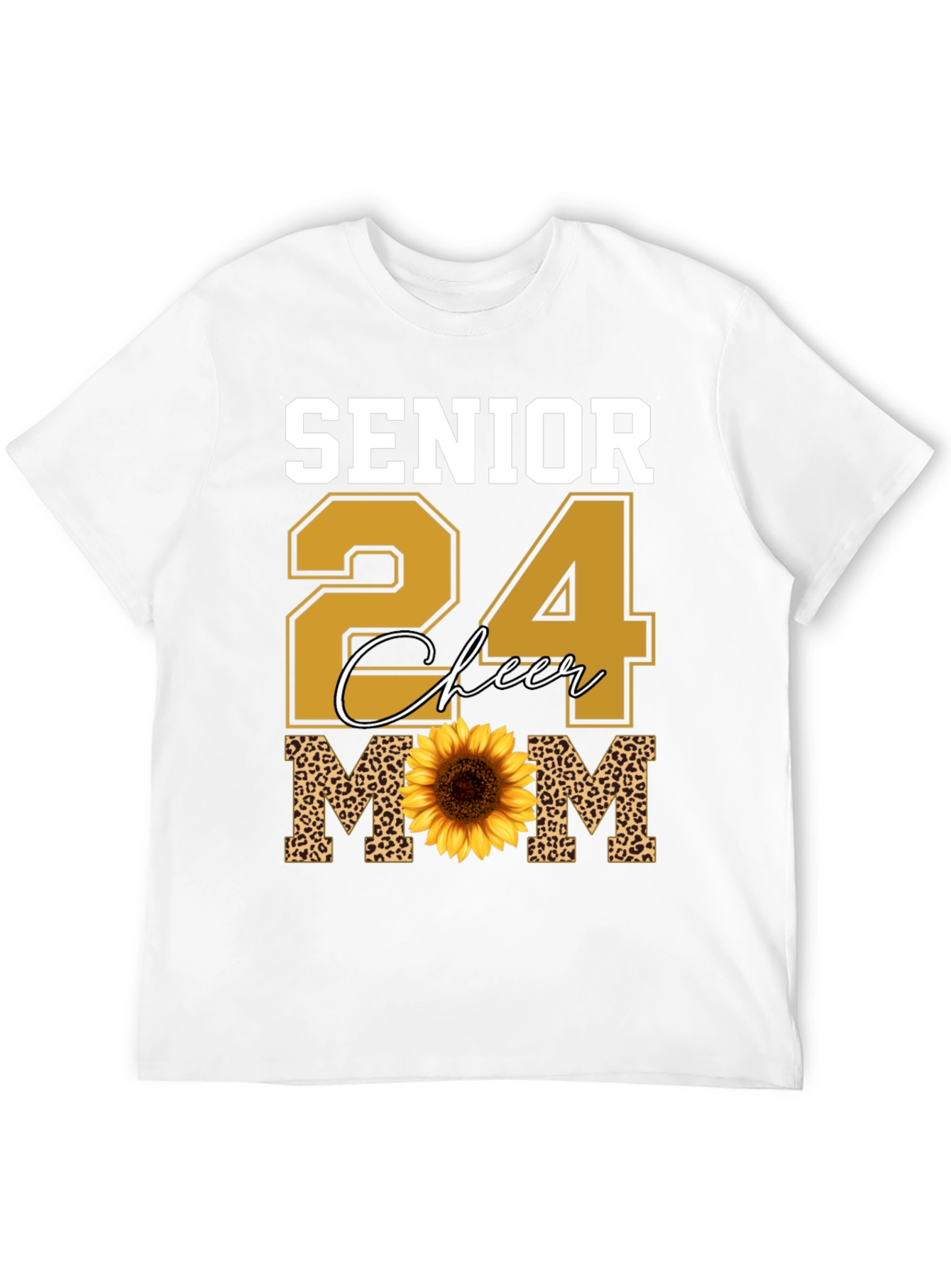 Senior 24 Cheer Mom T-Shirt Sunflower Leopard