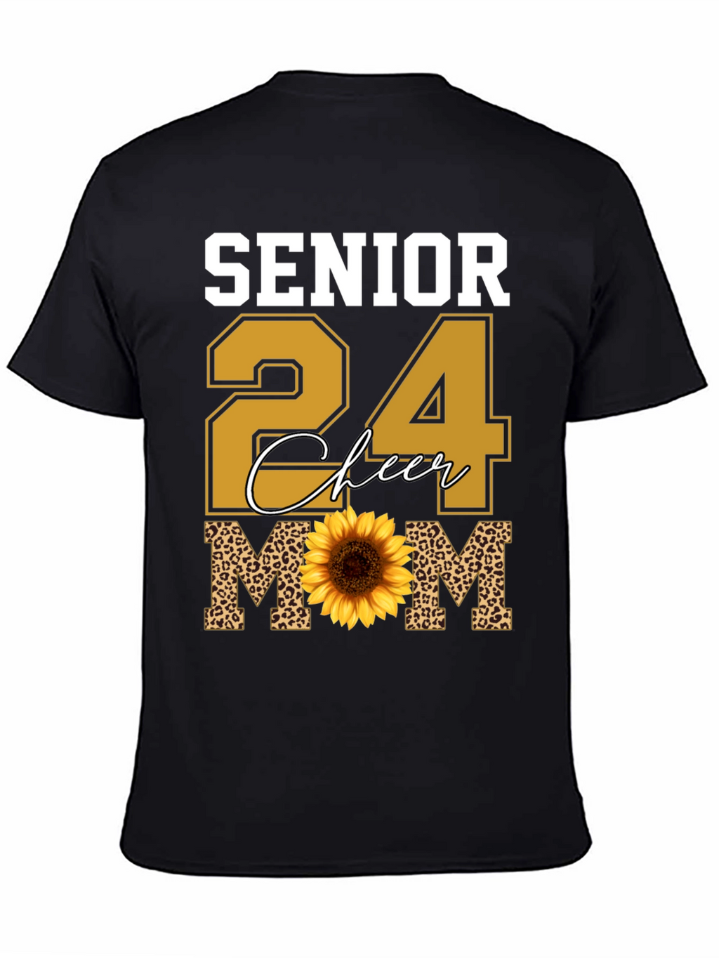 Senior 24 Cheer Mom T-Shirt Sunflower Leopard