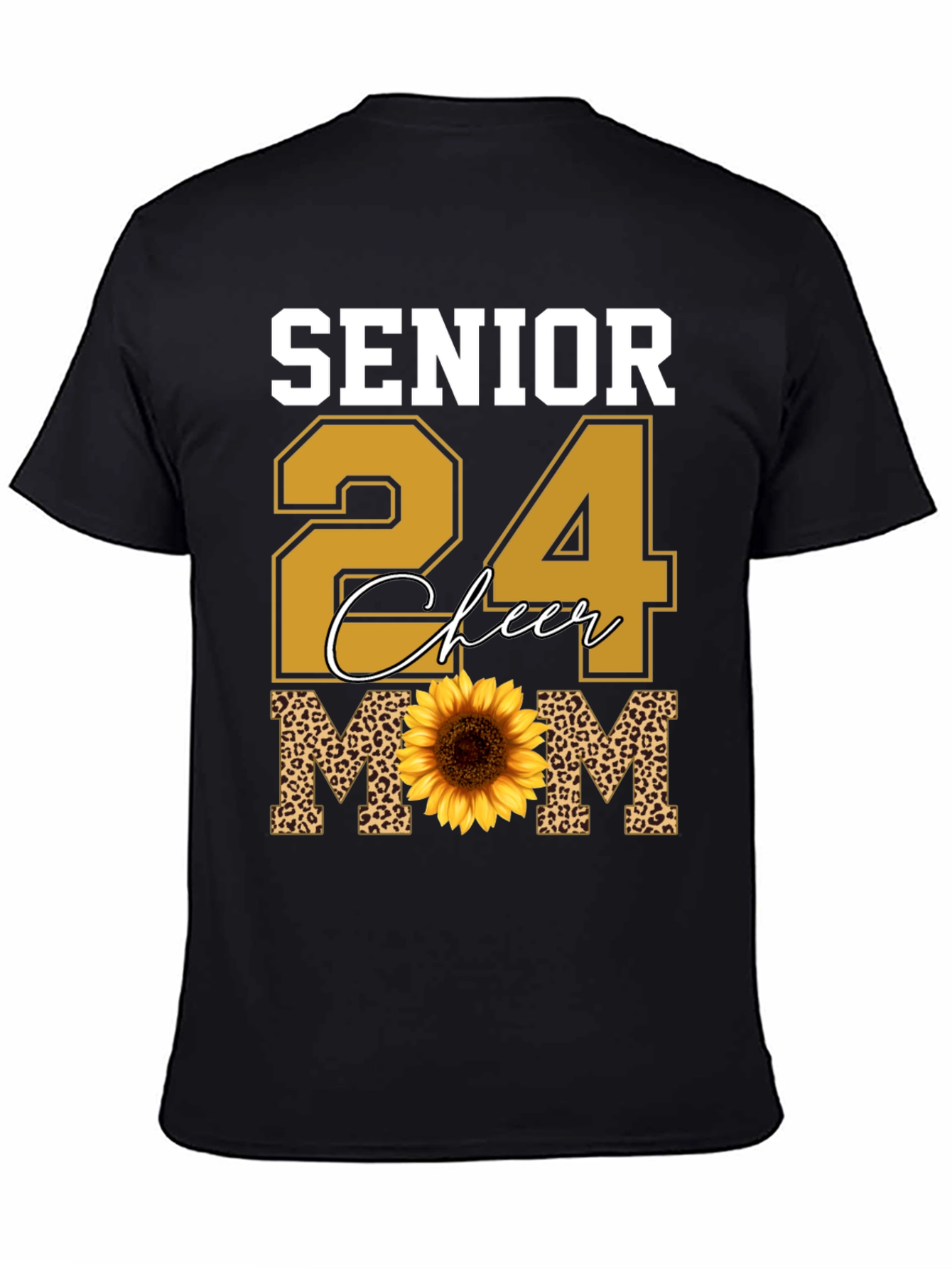 Senior 24 Cheer Mom T-Shirt Sunflower Leopard