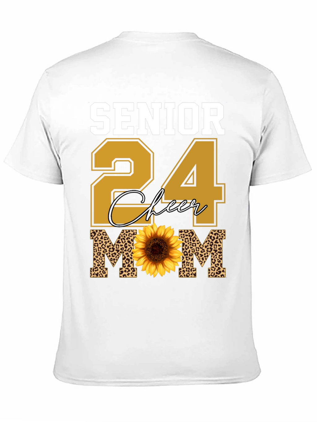 Senior 24 Cheer Mom T-Shirt Sunflower Leopard