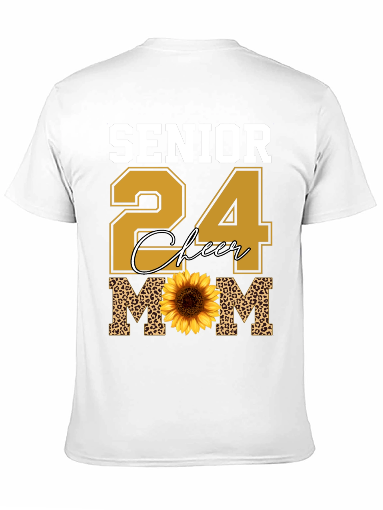 Senior 24 Cheer Mom T-Shirt Sunflower Leopard