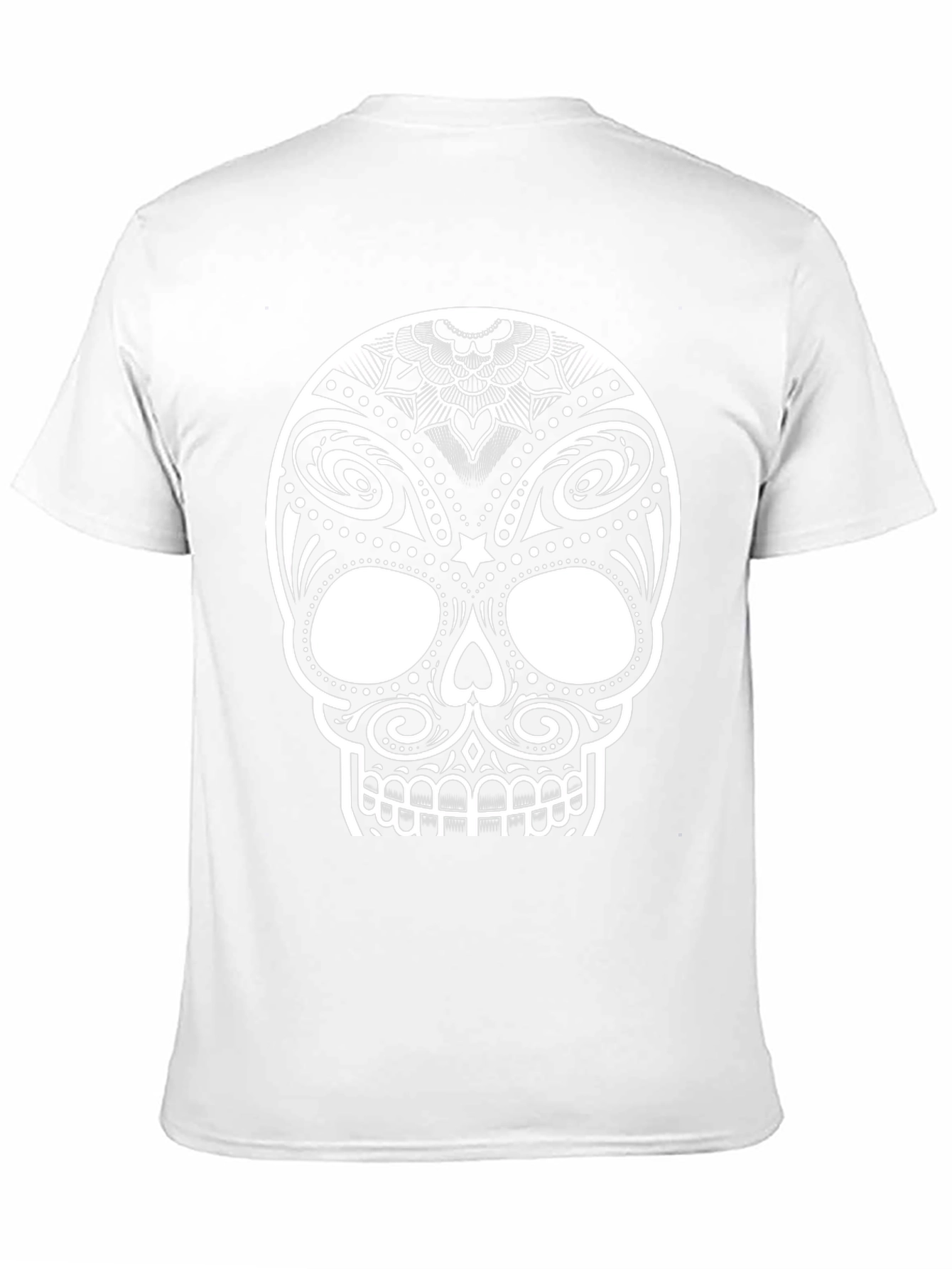 Black T-Shirt with Ornate Sugar Skull Design