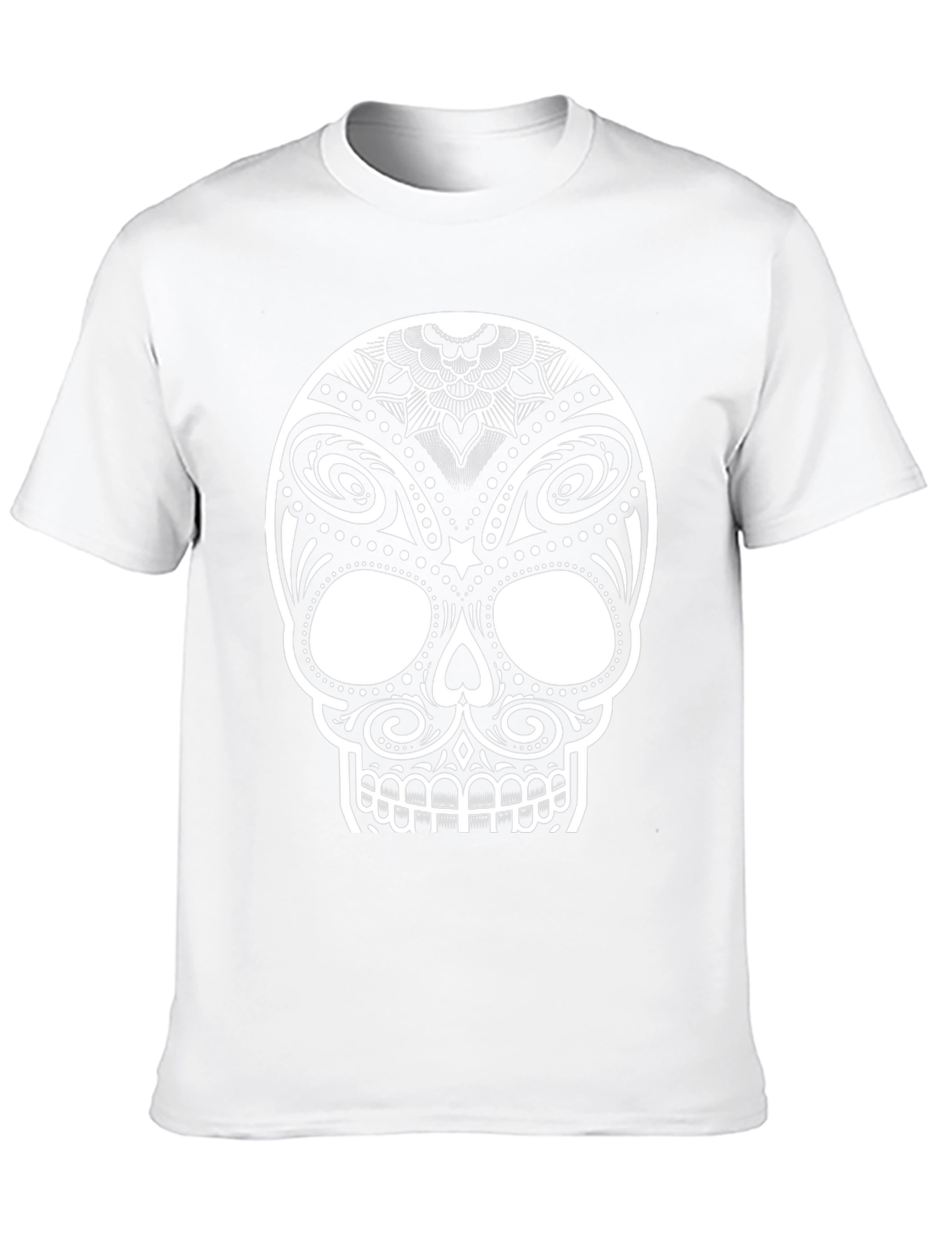 Black T-Shirt with Ornate Sugar Skull Design