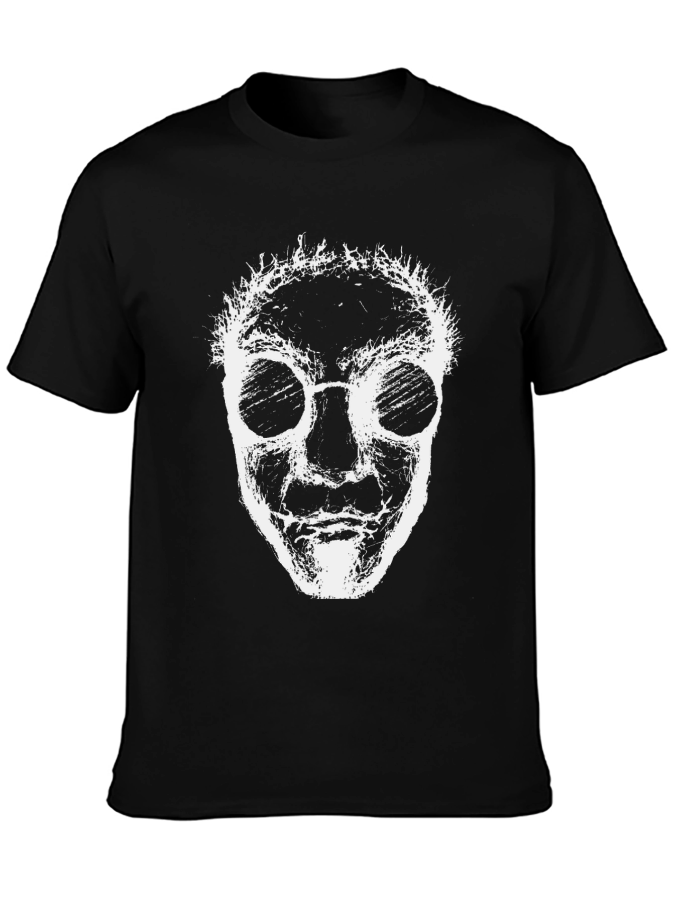 Abstract Face Graphic Tee - Black Crew Neck