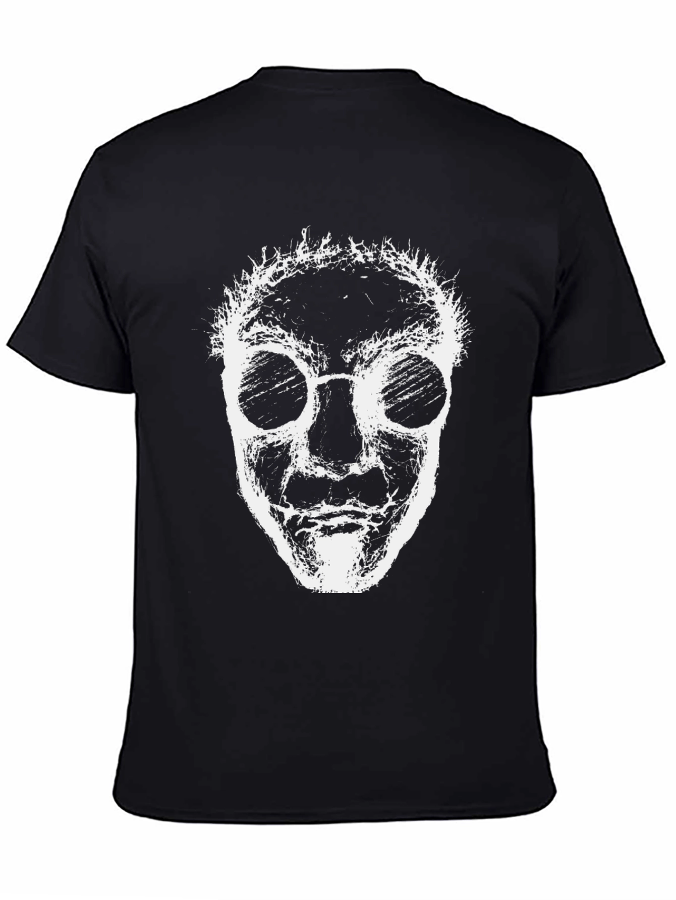 Abstract Face Graphic Tee - Black Crew Neck