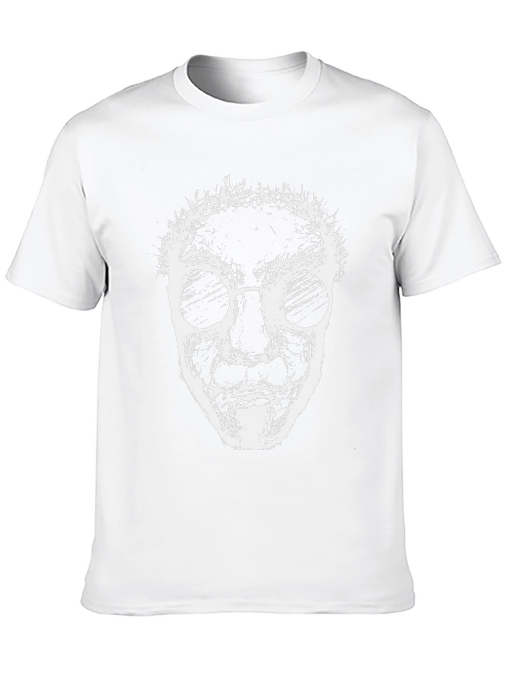 Abstract Face Graphic Tee - Black Crew Neck