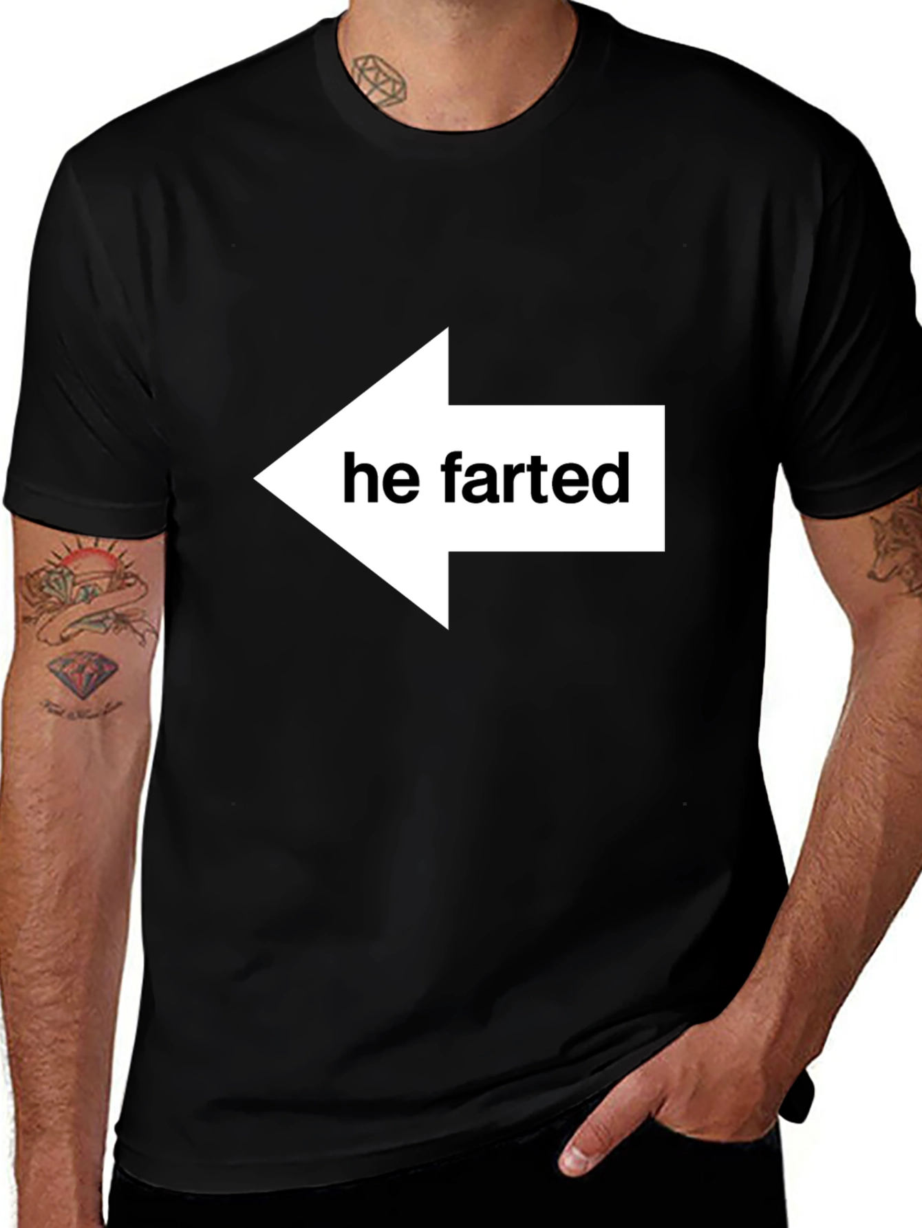 Humorous He Farted Graphic Tee - Funny Statement Shirt