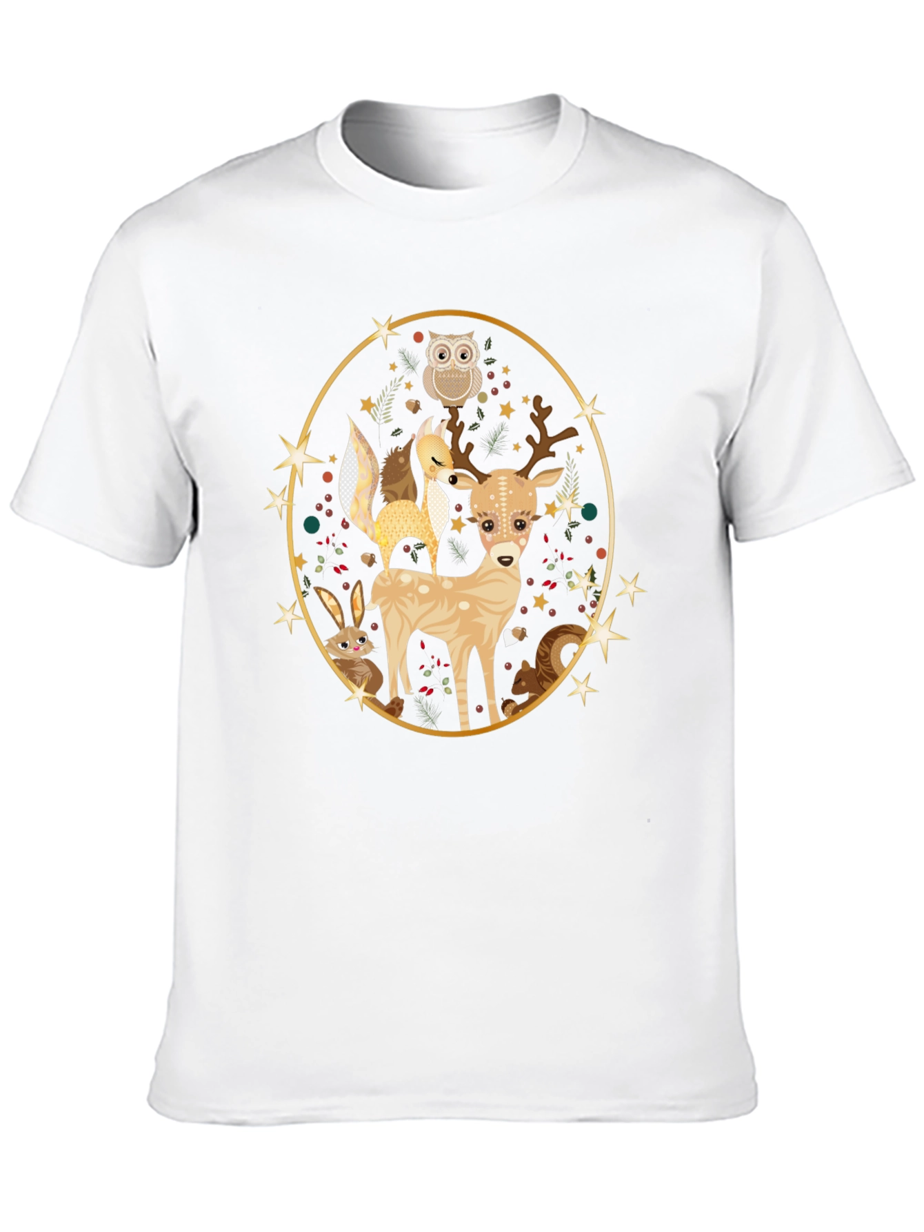 Woodland Creatures Black T-Shirt