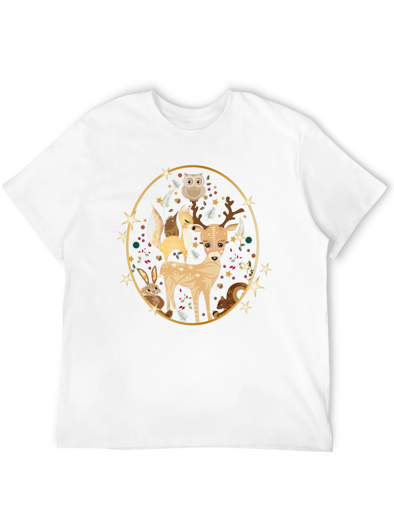 Woodland Creatures Black T-Shirt