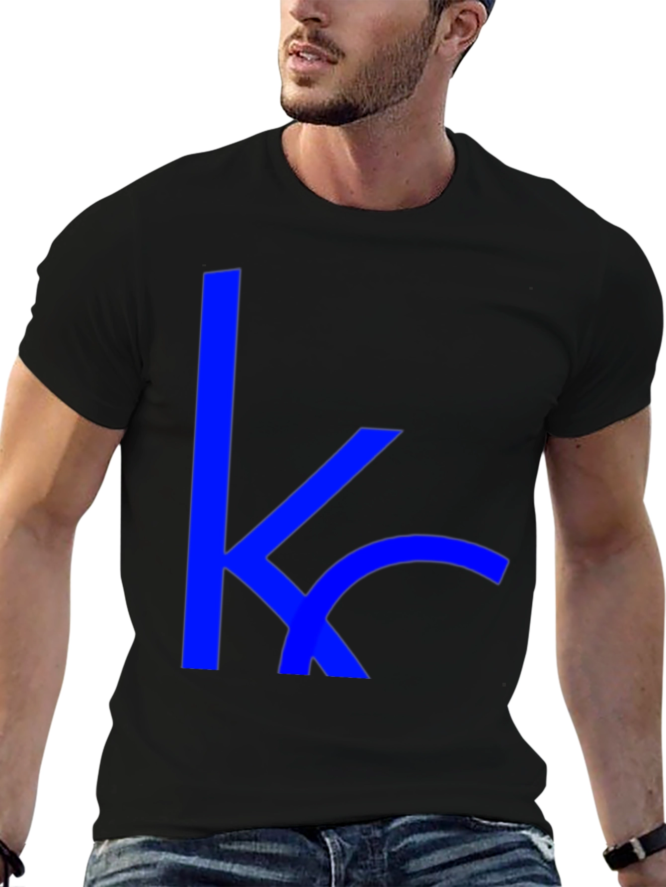 Blue KC Initial Black T-Shirt