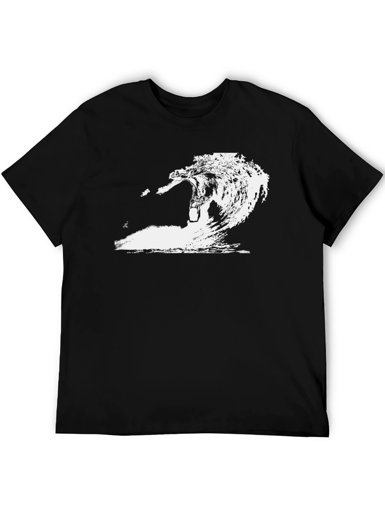 Mens Black Wave Graphic T-Shirt