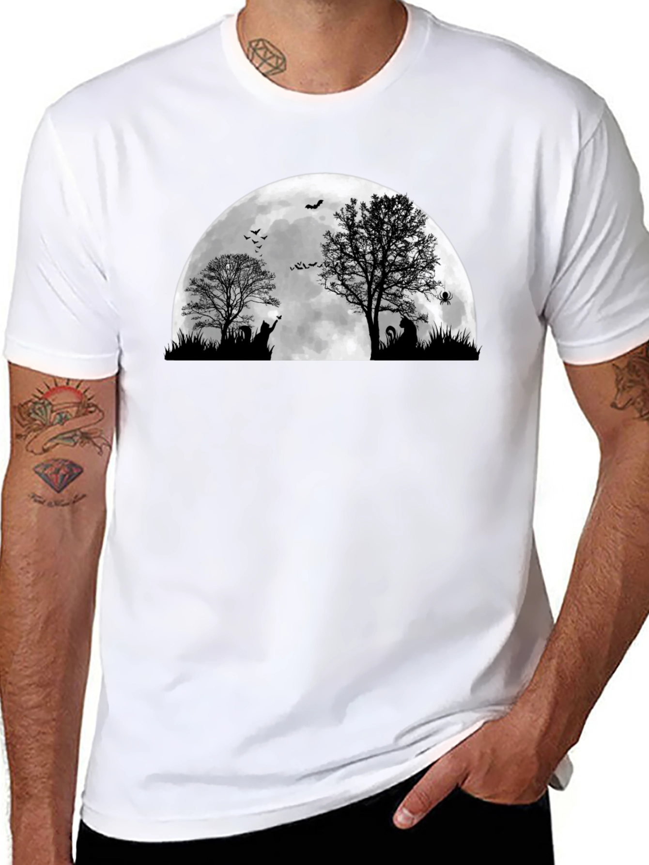 Halloween Moon Cat T-Shirt