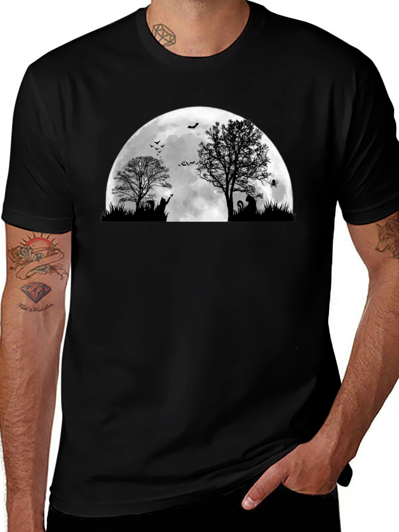 Halloween Moon Cat T-Shirt