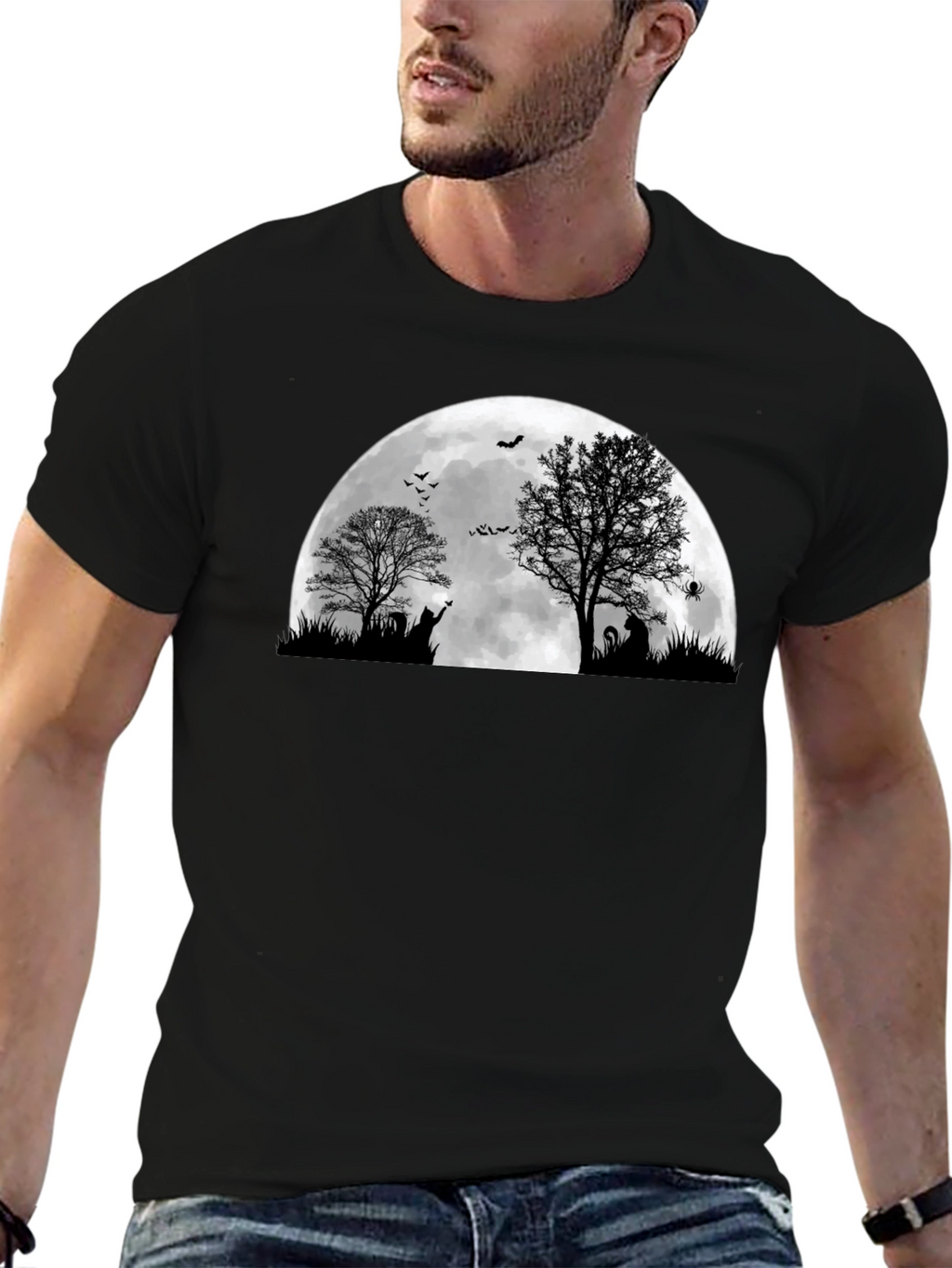 Halloween Moon Cat T-Shirt
