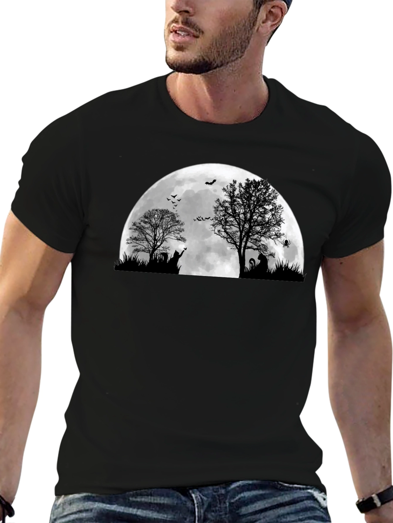 Halloween Moon Cat T-Shirt