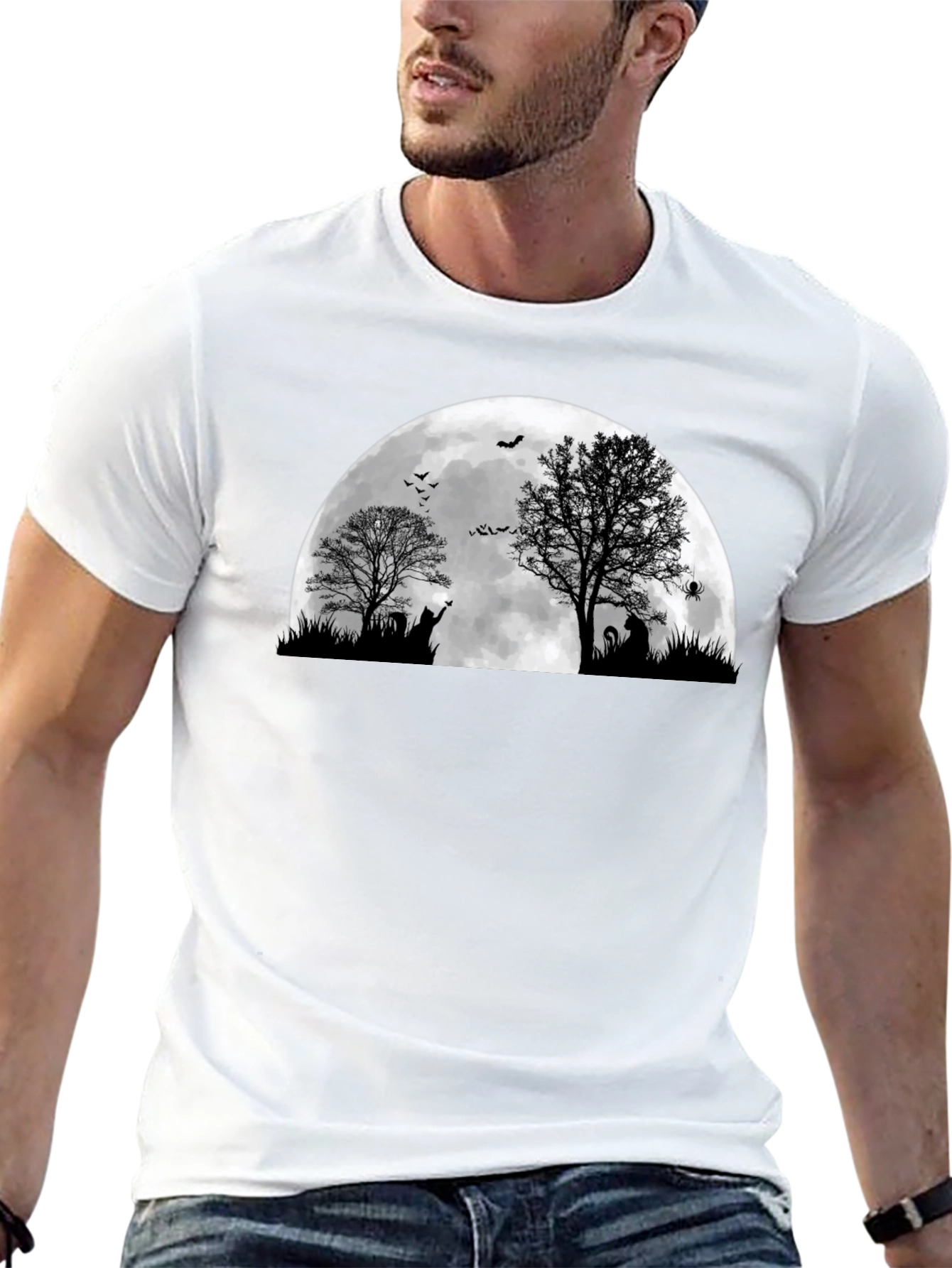 Halloween Moon Cat T-Shirt