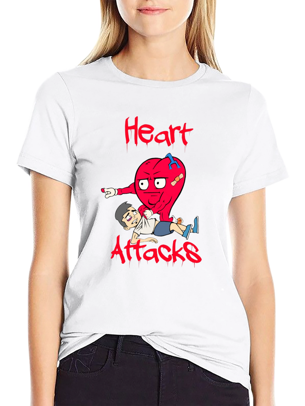 Heart Attacks Graphic Tee Funny Cartoon