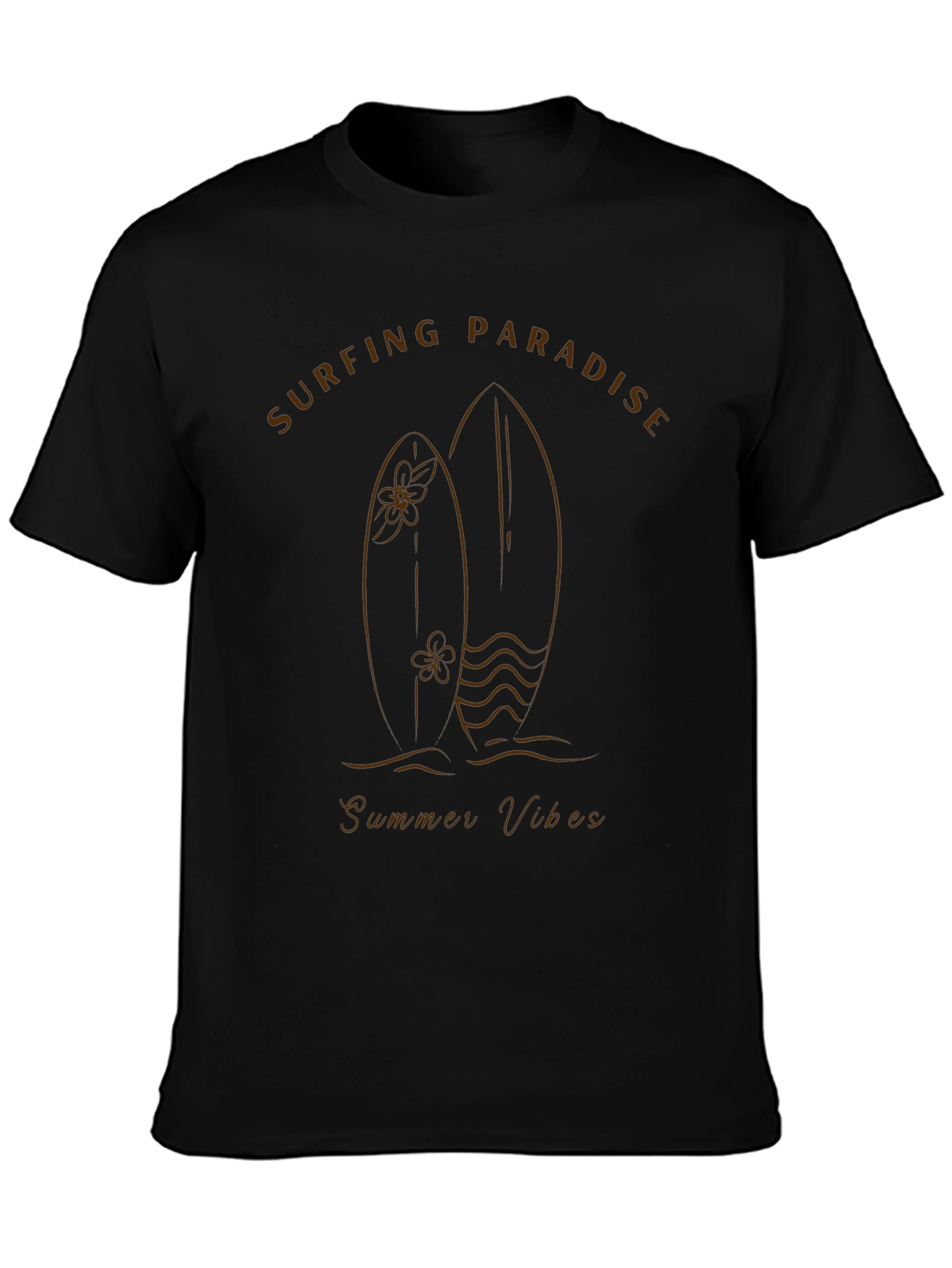 Surfing Paradise Black Graphic Tee