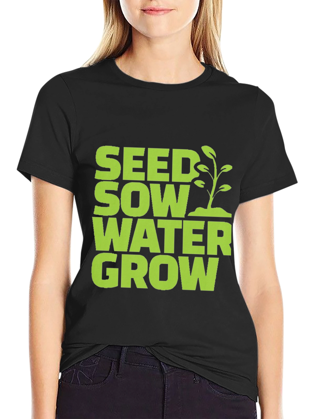 Seed Sow Water Grow Graphic Tee - Black