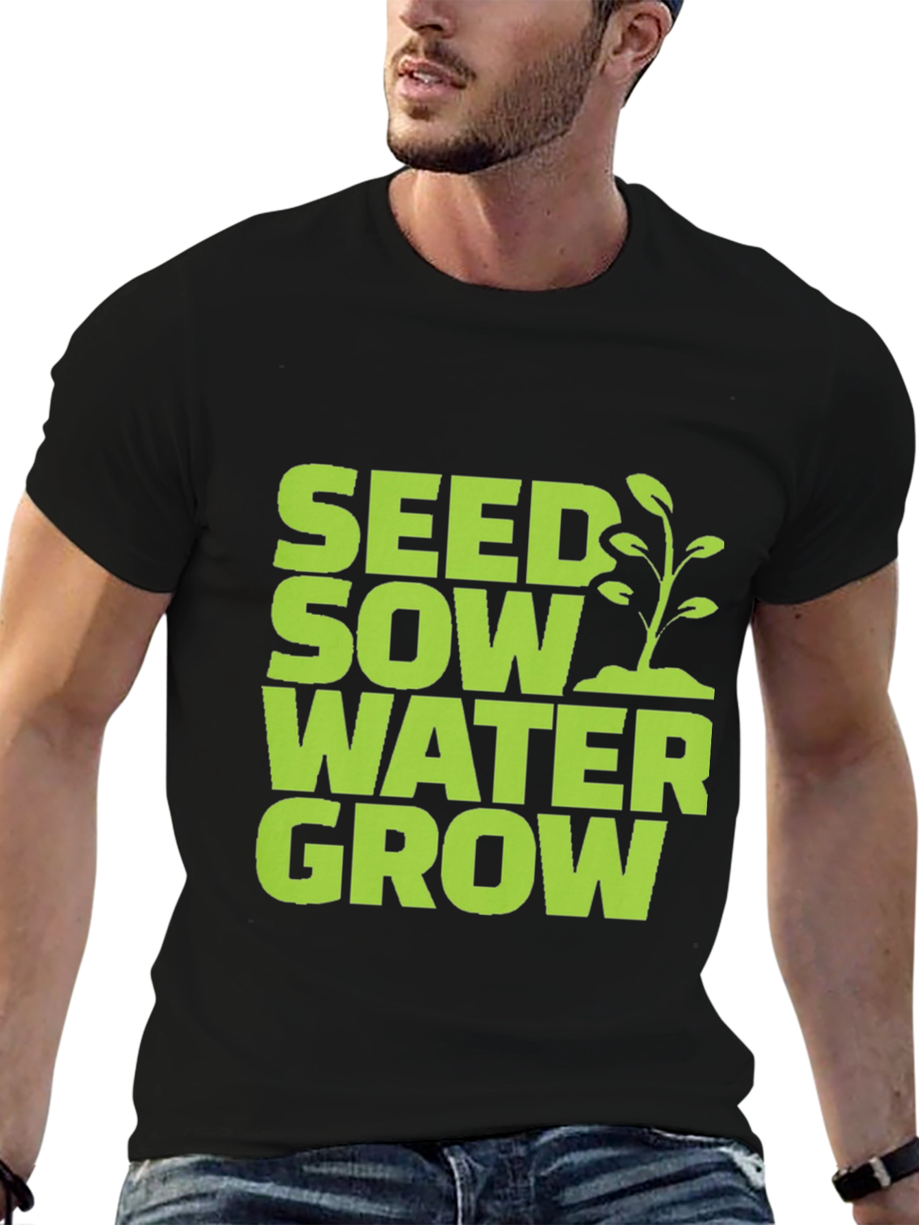 Seed Sow Water Grow Graphic Tee - Black