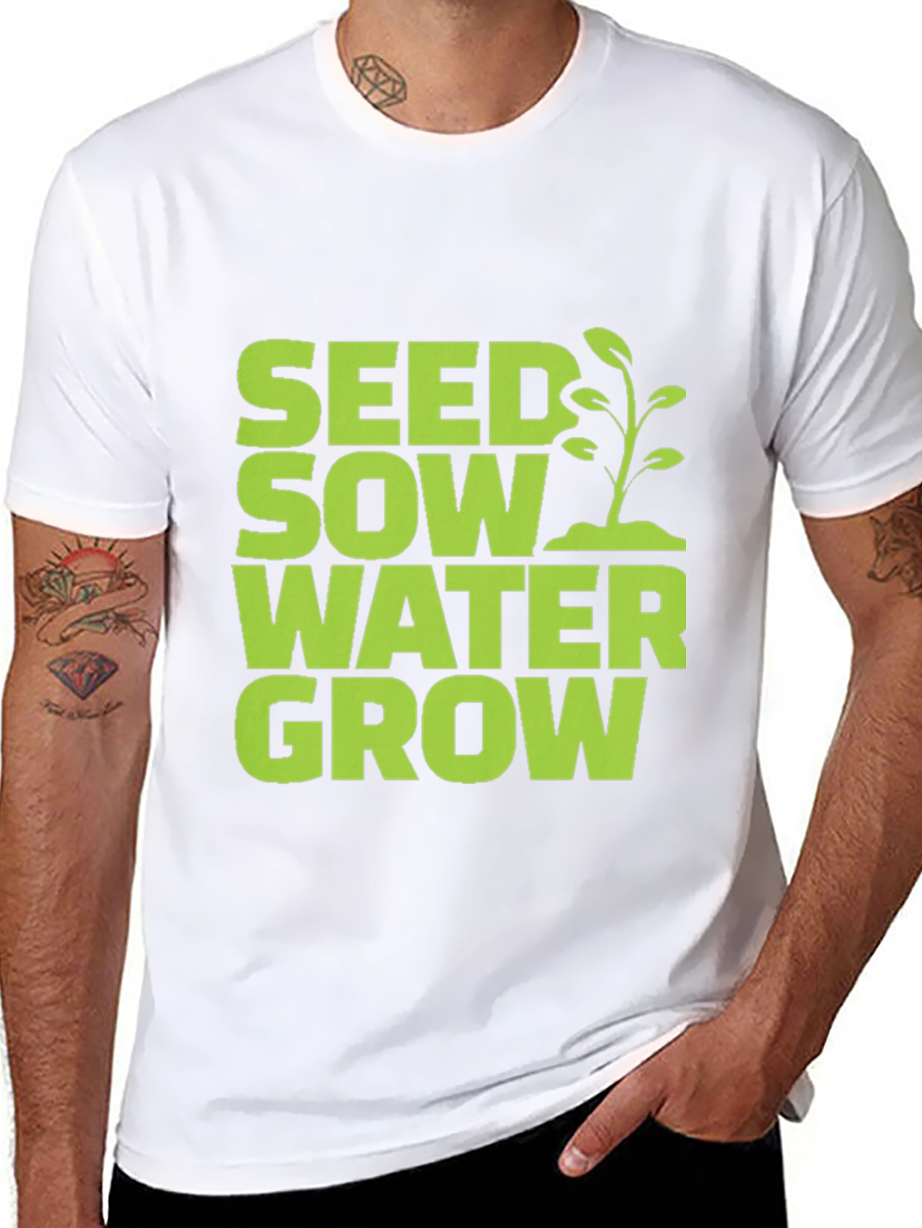 Seed Sow Water Grow Graphic Tee - Black