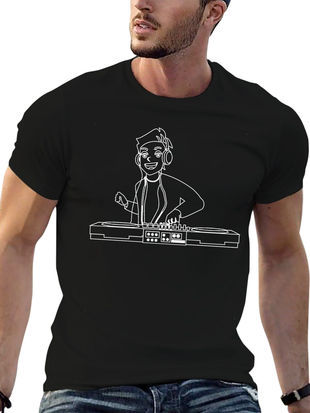 DJ Graphic Tee - Black Cotton Blend
