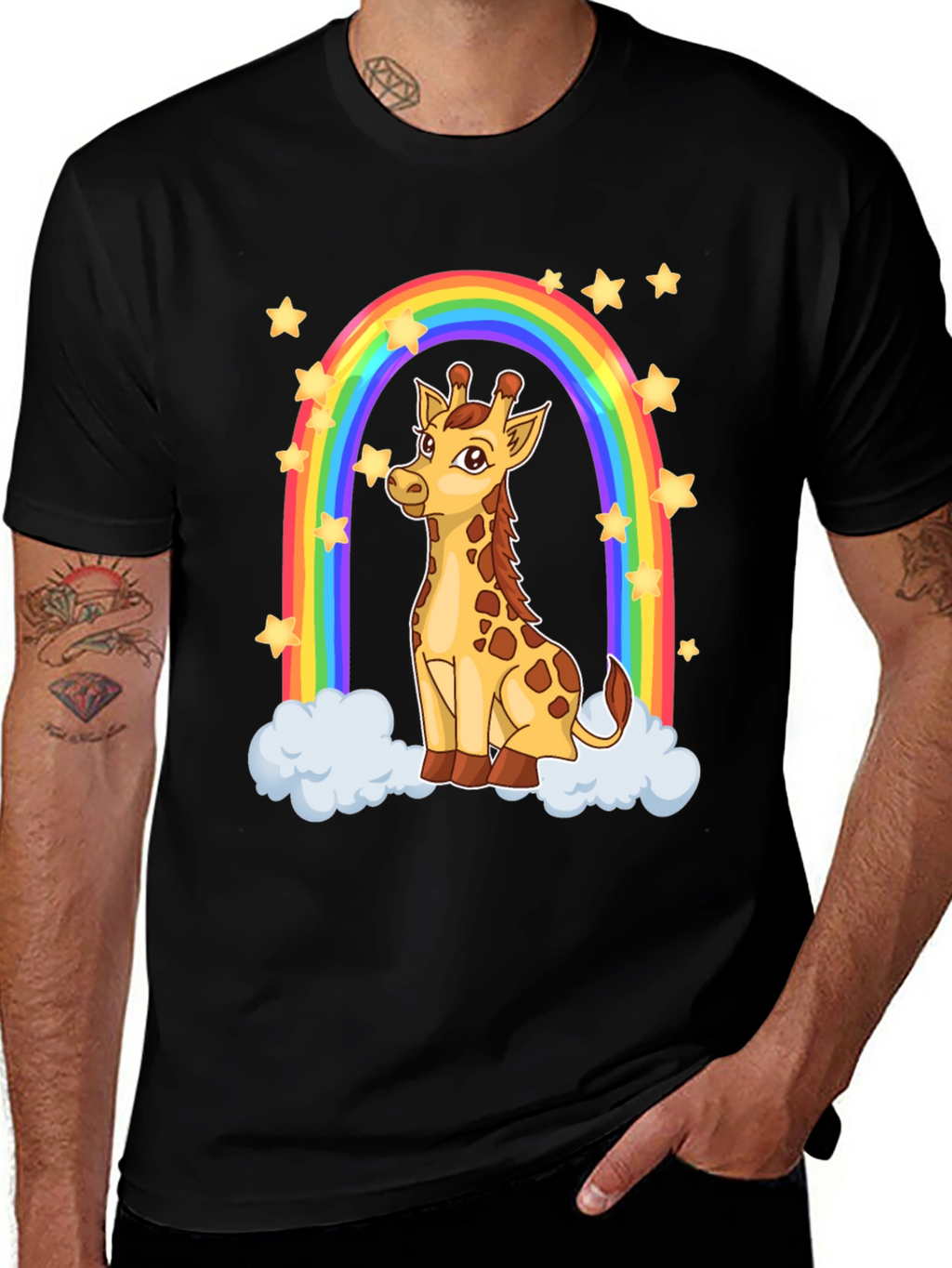Giraffe Rainbow Graphic T-Shirt