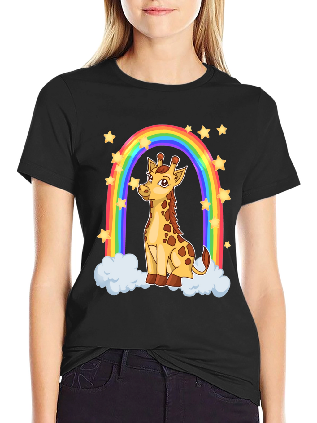 Giraffe Rainbow Graphic T-Shirt