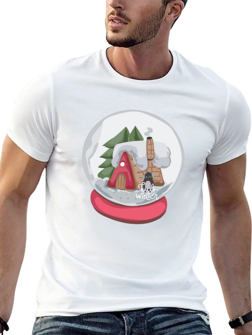 Winter Snow Globe Graphic Tee - Cozy Christmas Shirt