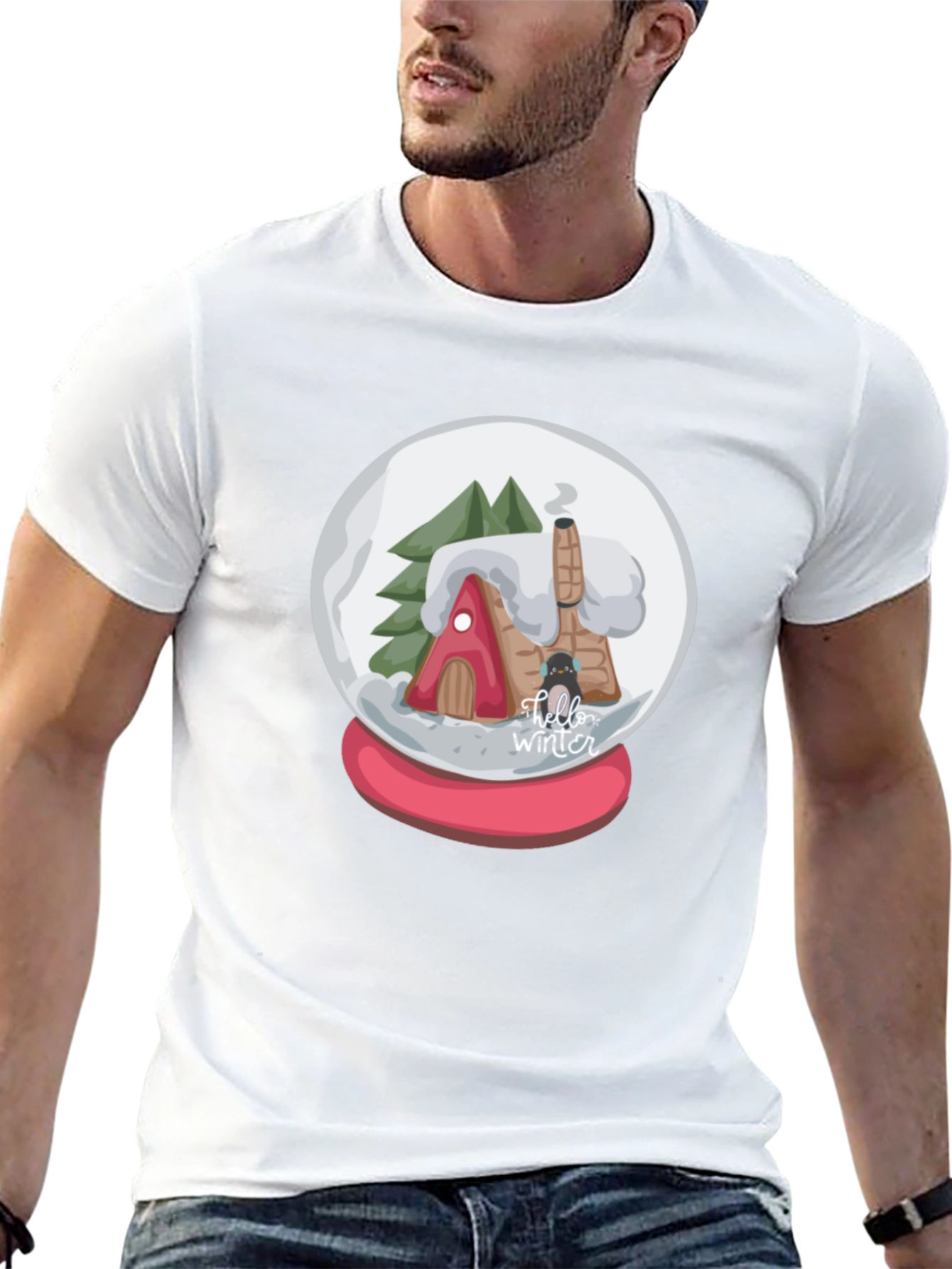 Winter Snow Globe Graphic Tee - Cozy Christmas Shirt